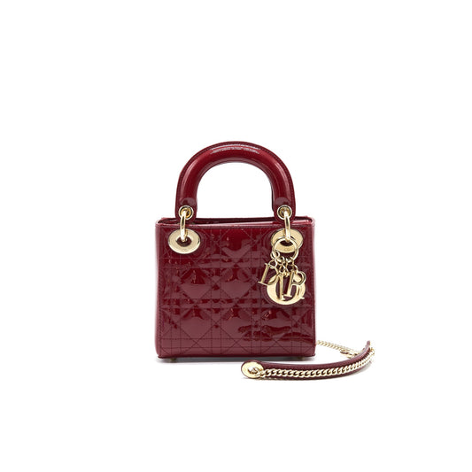 Luxury Dior Lady Luxury Dior Mini Patent Leather Red GHW
