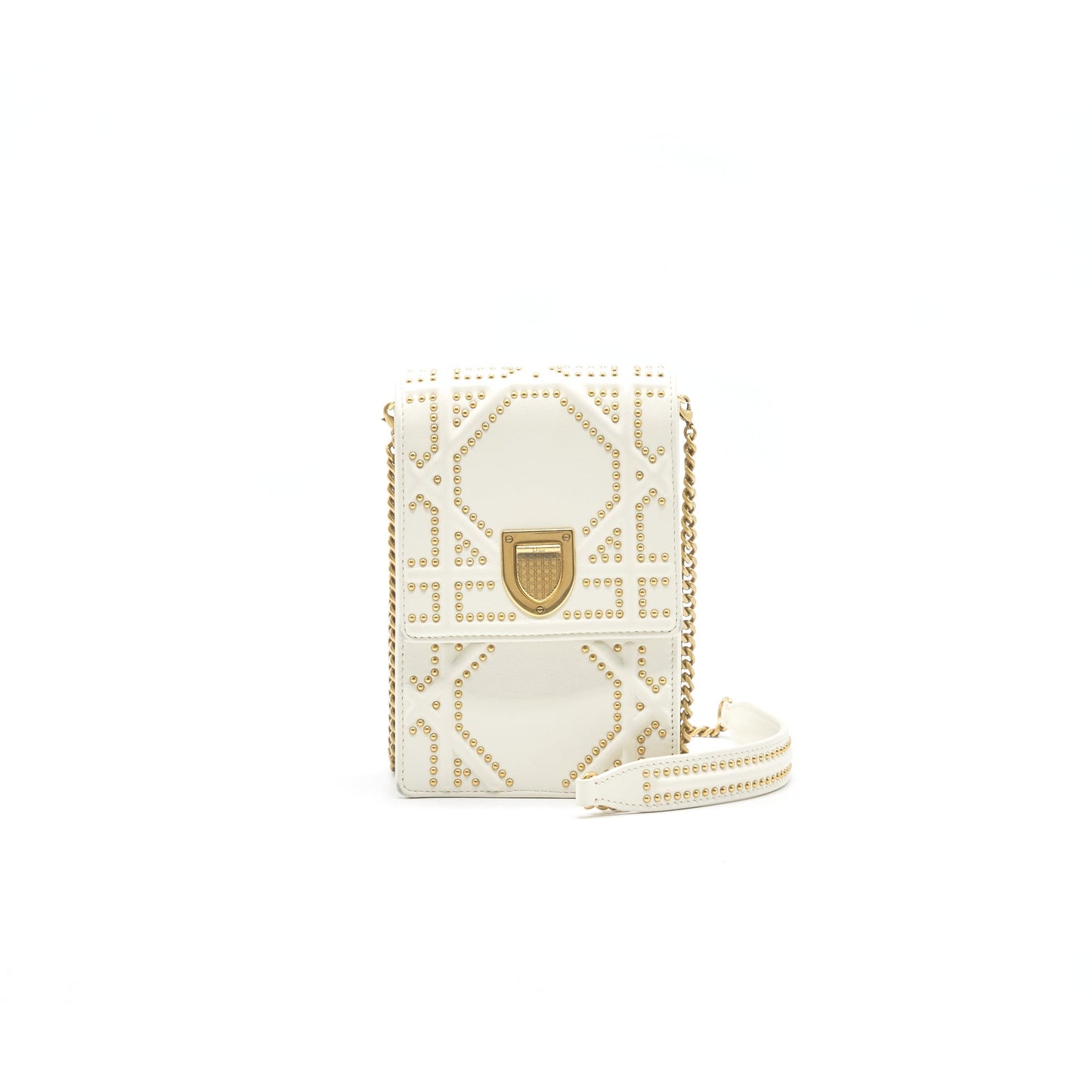 Luxury Dior Luxury Diorama Vertical Clutch Bag White GHW