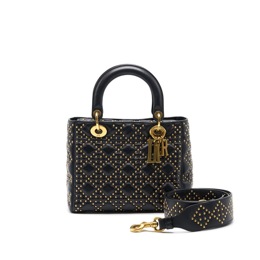 Luxury Dior Supple Lady Luxury Dior Studded Tote Bag Black GHW