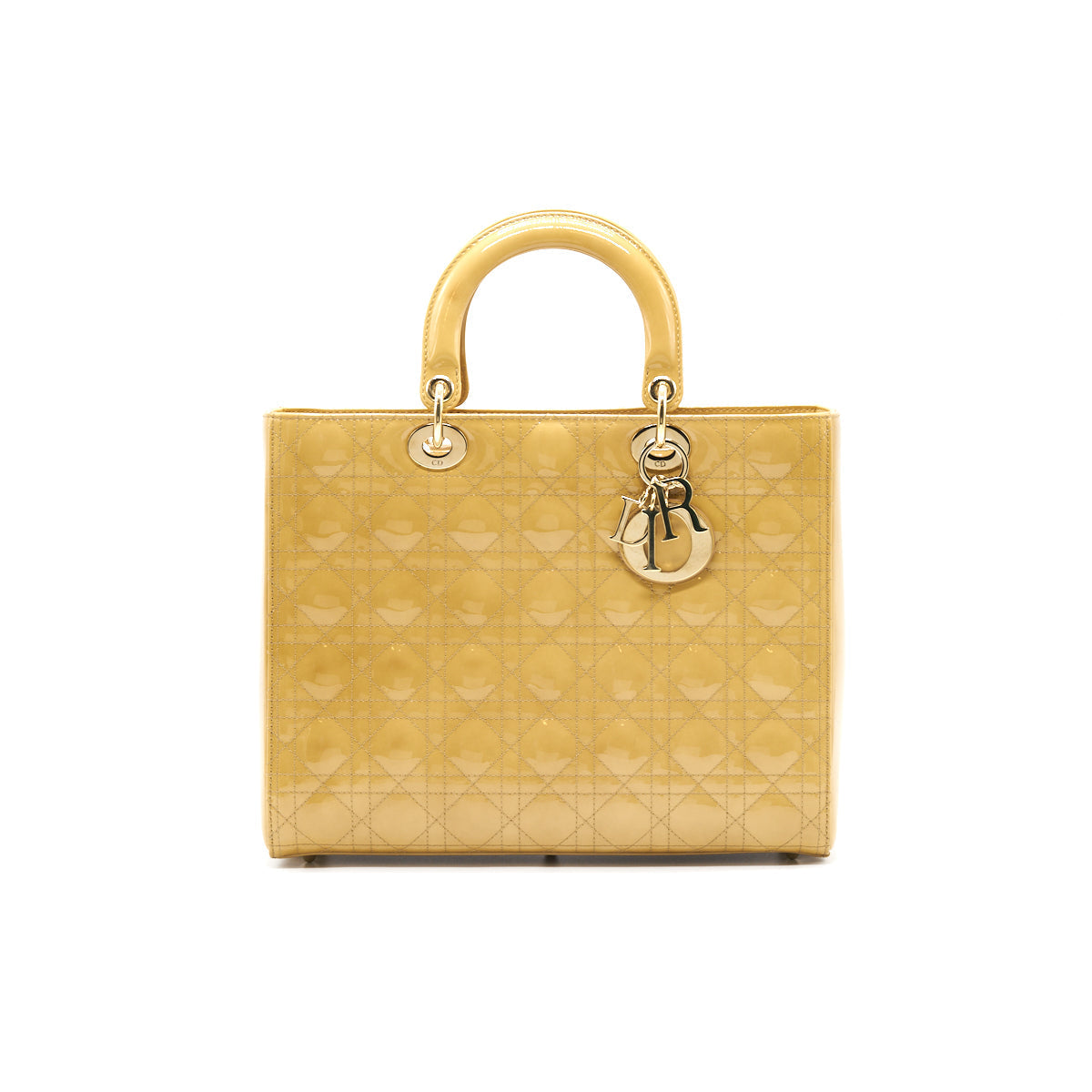 Luxury Dior Lady Luxury Dior Large Patent Leather Beige GHW
