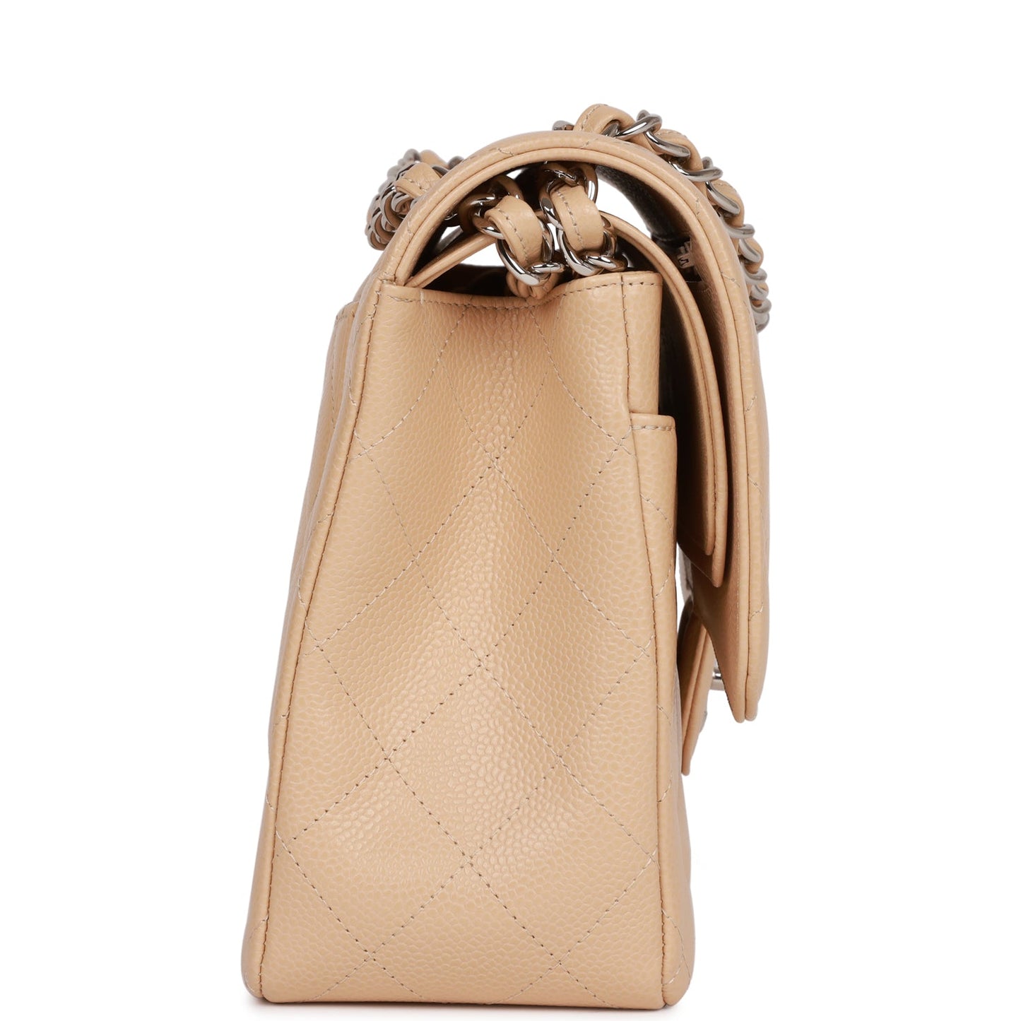 Luxury Chanel Jumbo Classic Double Flap Bag Beige Caviar Silver Hardware