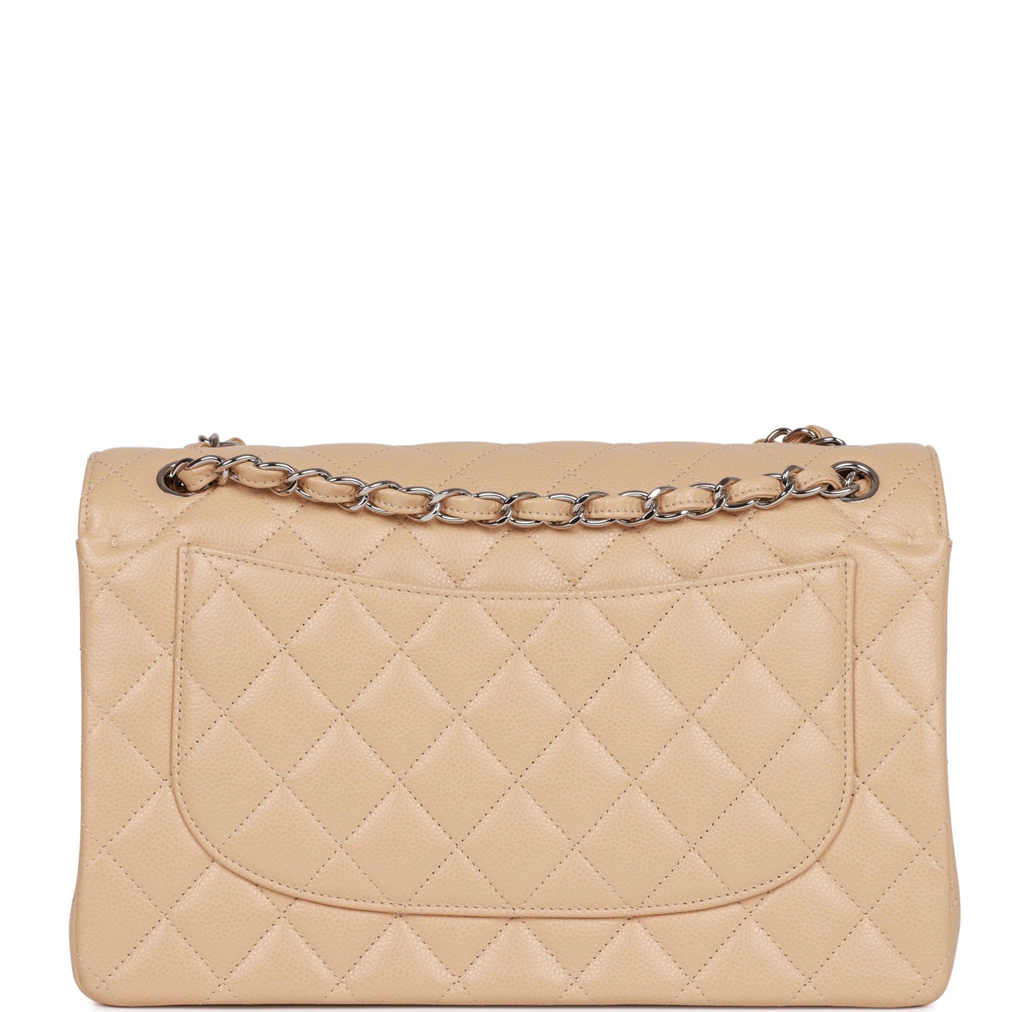 Luxury Chanel Jumbo Classic Double Flap Bag Beige Caviar Silver Hardware