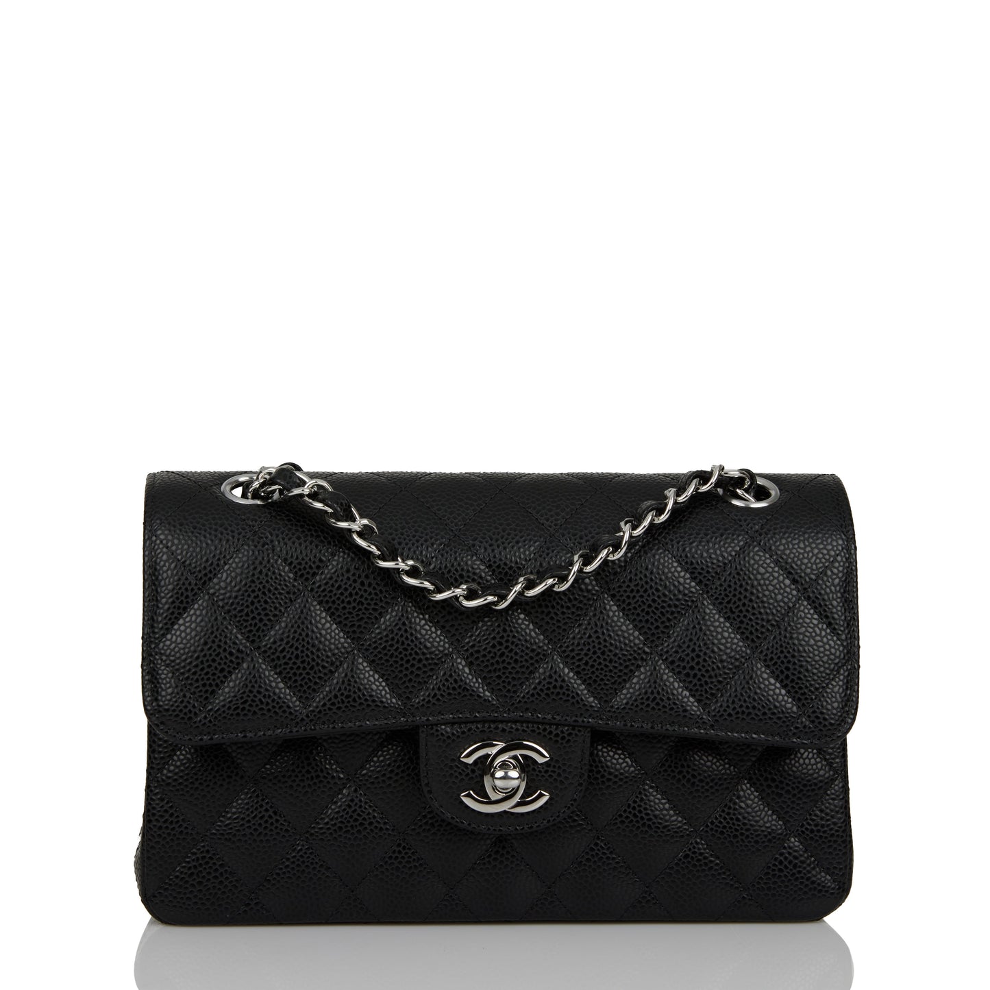 Chanel bag Small Classic Double Flap Black Caviar Silver Hardware