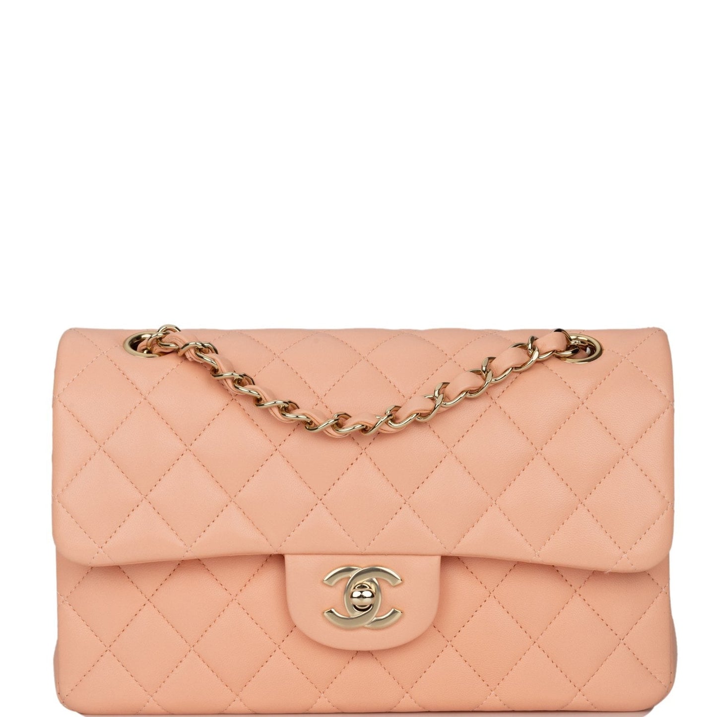 Chanel bag Small Classic Double Flap Peach Lambskin Light Gold Hardware