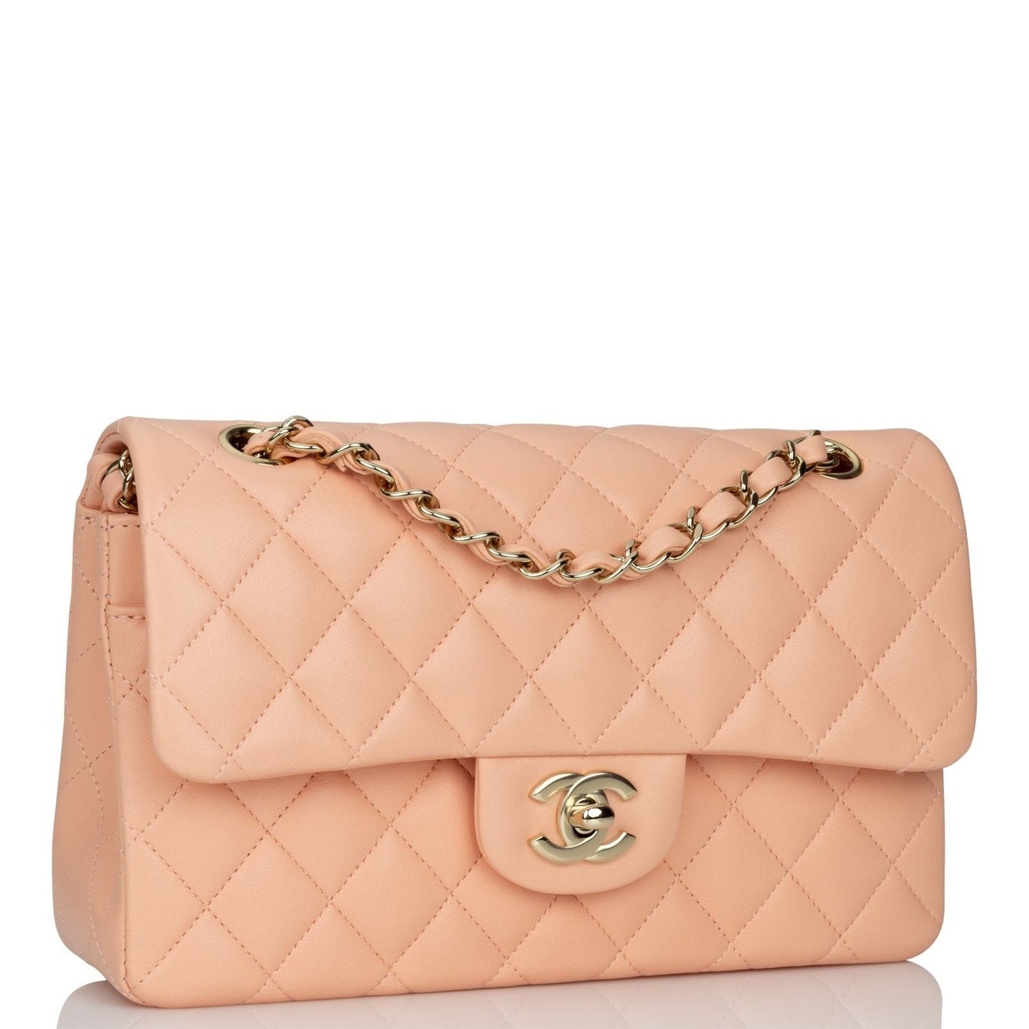 Chanel bag Small Classic Double Flap Peach Lambskin Light Gold Hardware