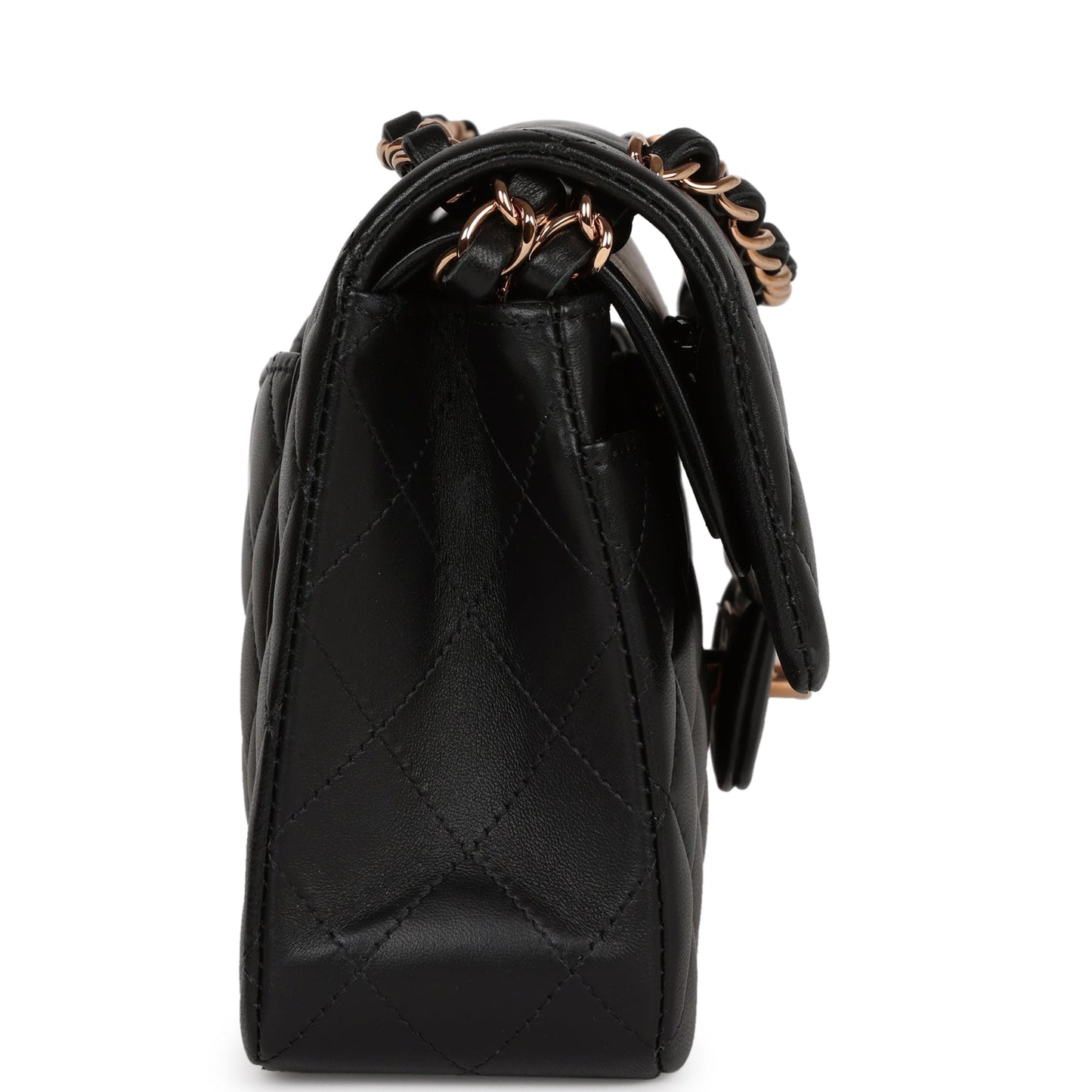 Chanel a bag Small Classic Double Flap Bag Black Lambskin Rose Gold Hardware