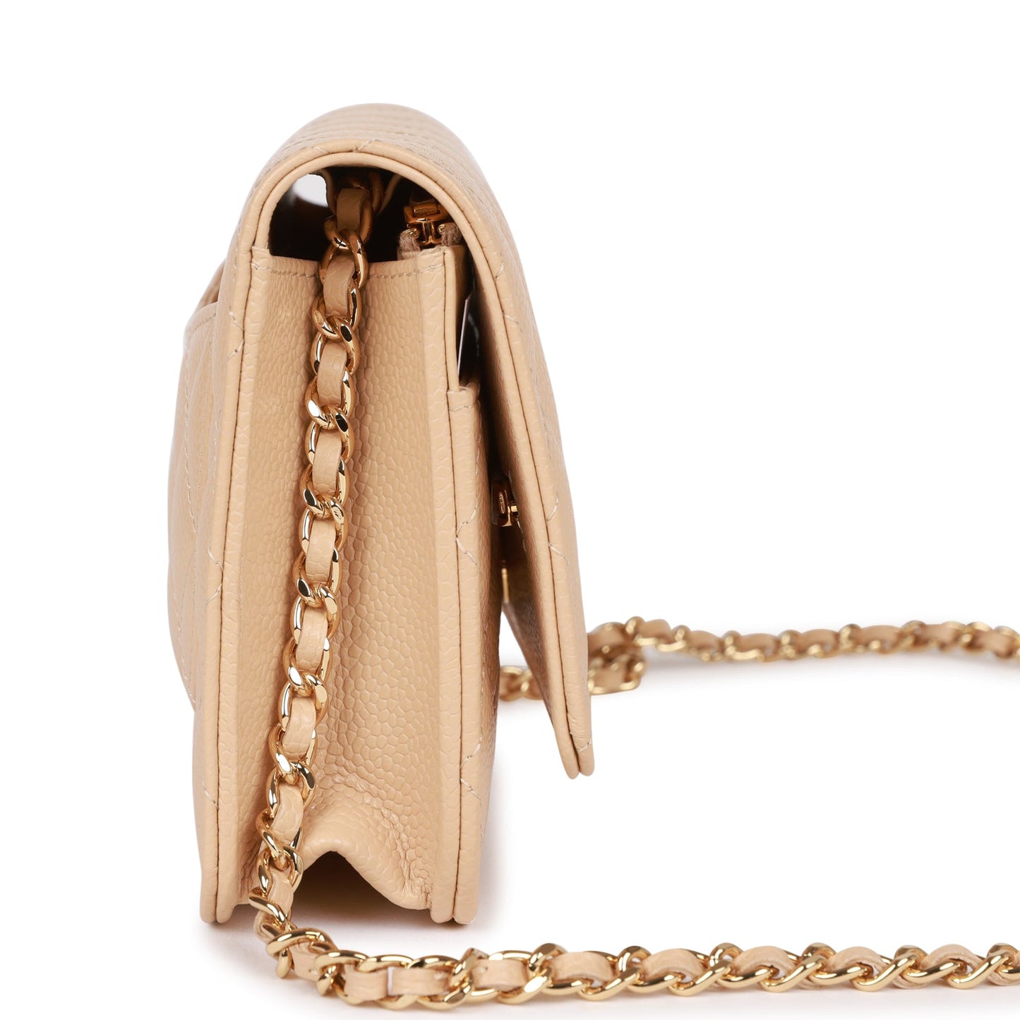 Luxury Chanel Wallet on Chain WOC Beige Caviar Gold Hardware