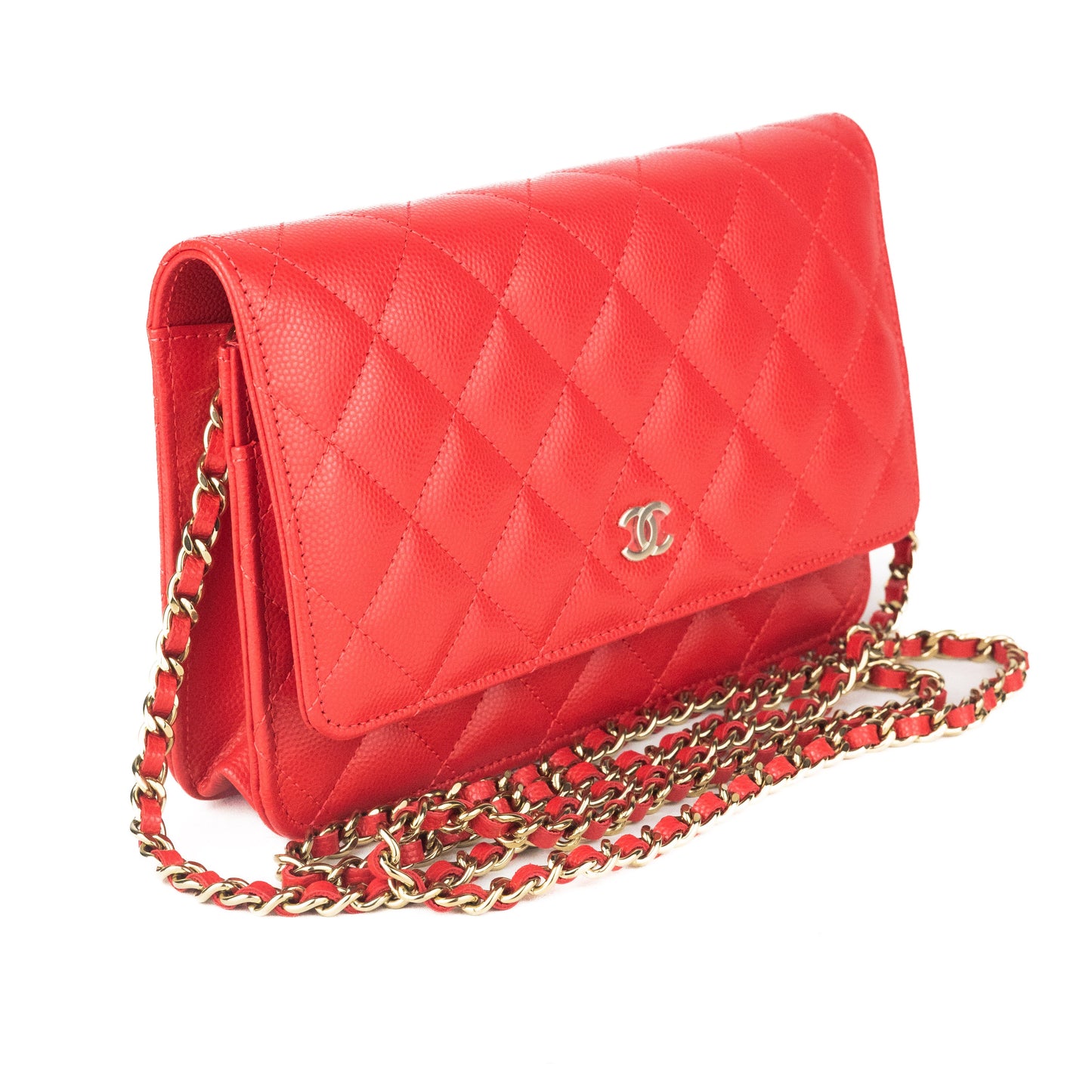 Chanel Classic Caviar on Chain red