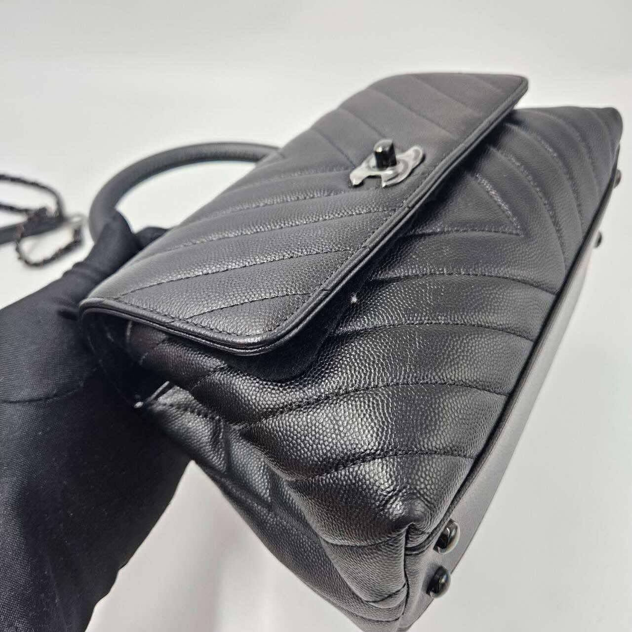 Chanel Chevron Small Caviar  Coco Top Handle Flap bag