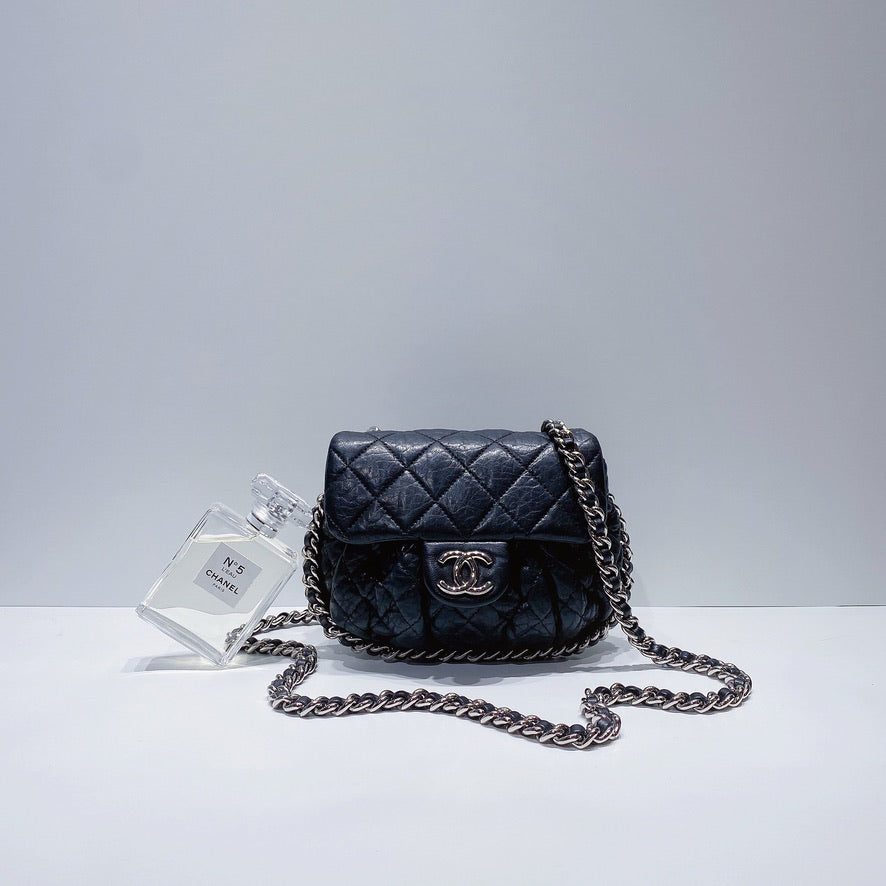 No.3621-Chanel Aged Lambskin Chain Around Flap Bag