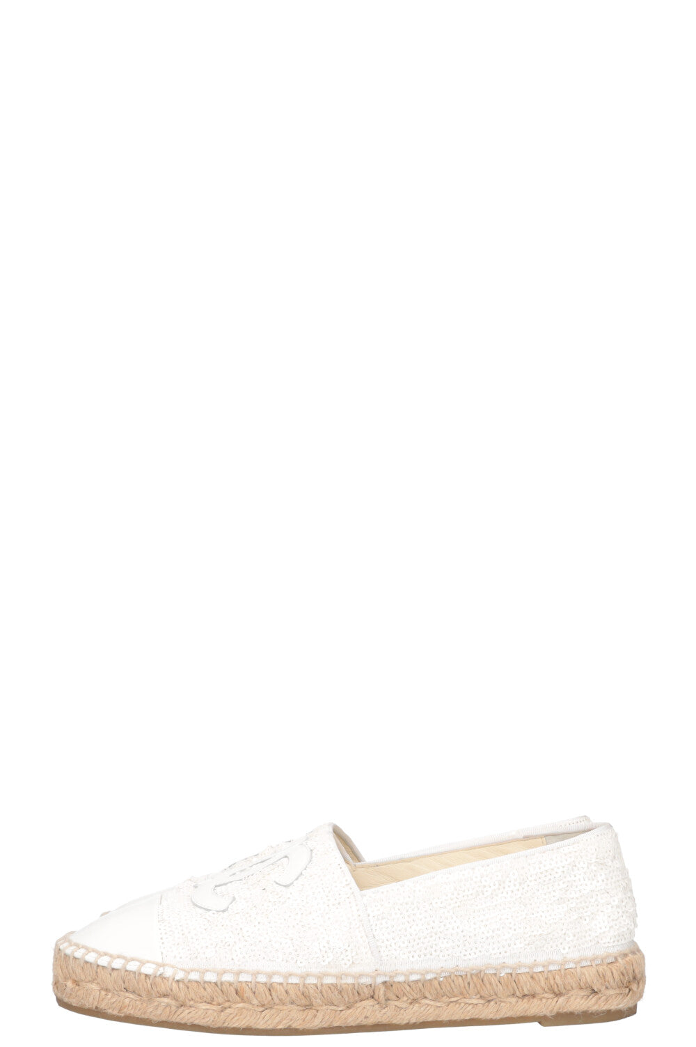 CHANEL Espadrilles Sequin Patent White