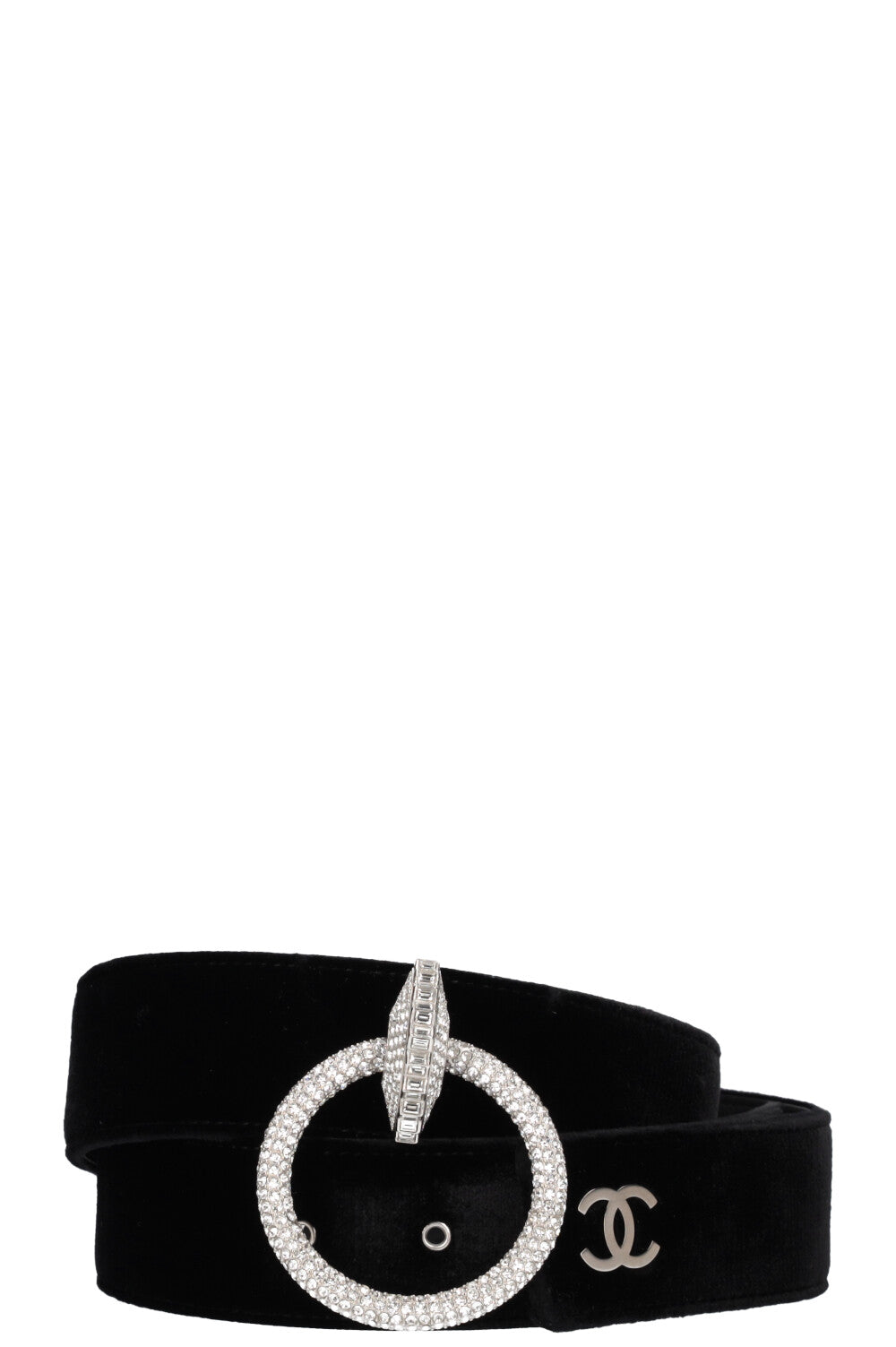 CHANEL Pierced Crystal Belt Velvet