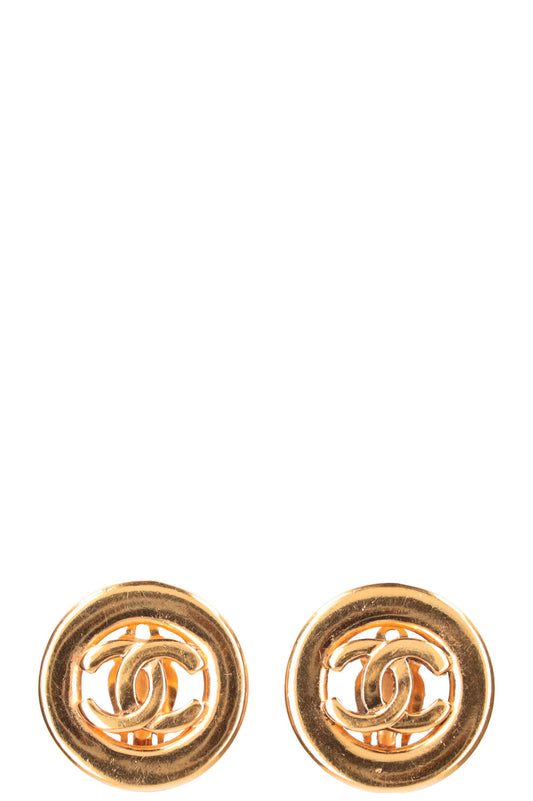 CHANEL Vintage Clip Earrings CC Circle
