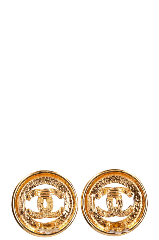 CHANEL Vintage Clip Earrings CC Circle