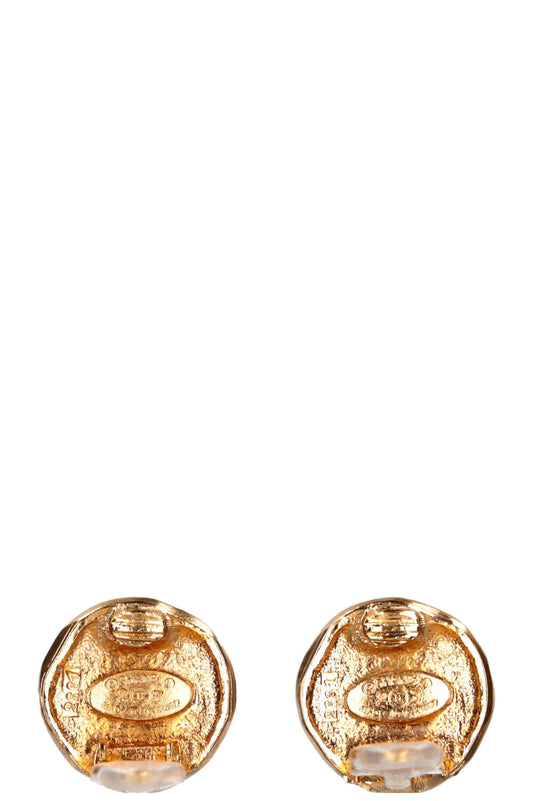 CHANEL Clip Earrings Gold Logo Lion