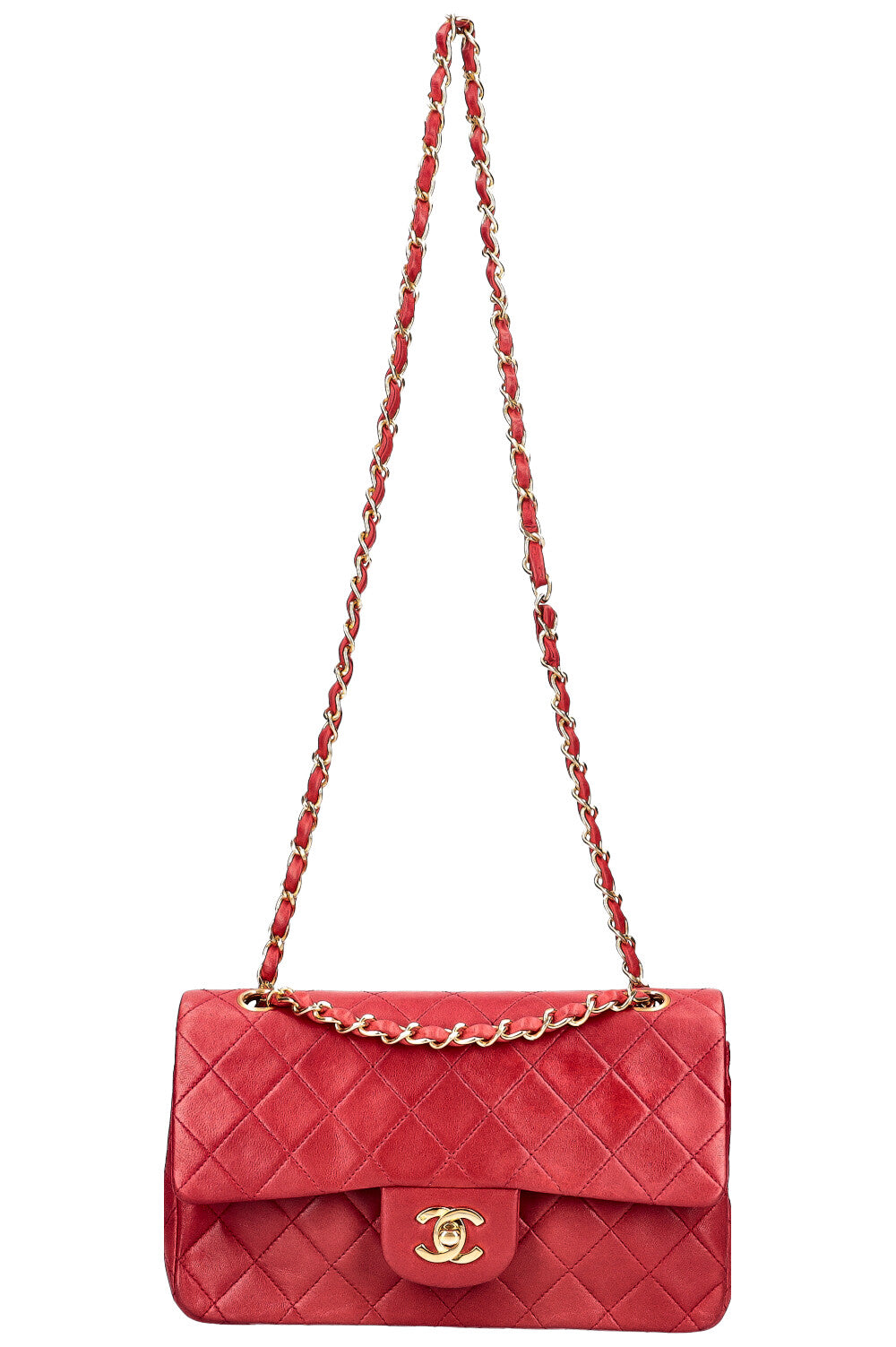 CHANEL Vintage Double Flap Bag Small Red