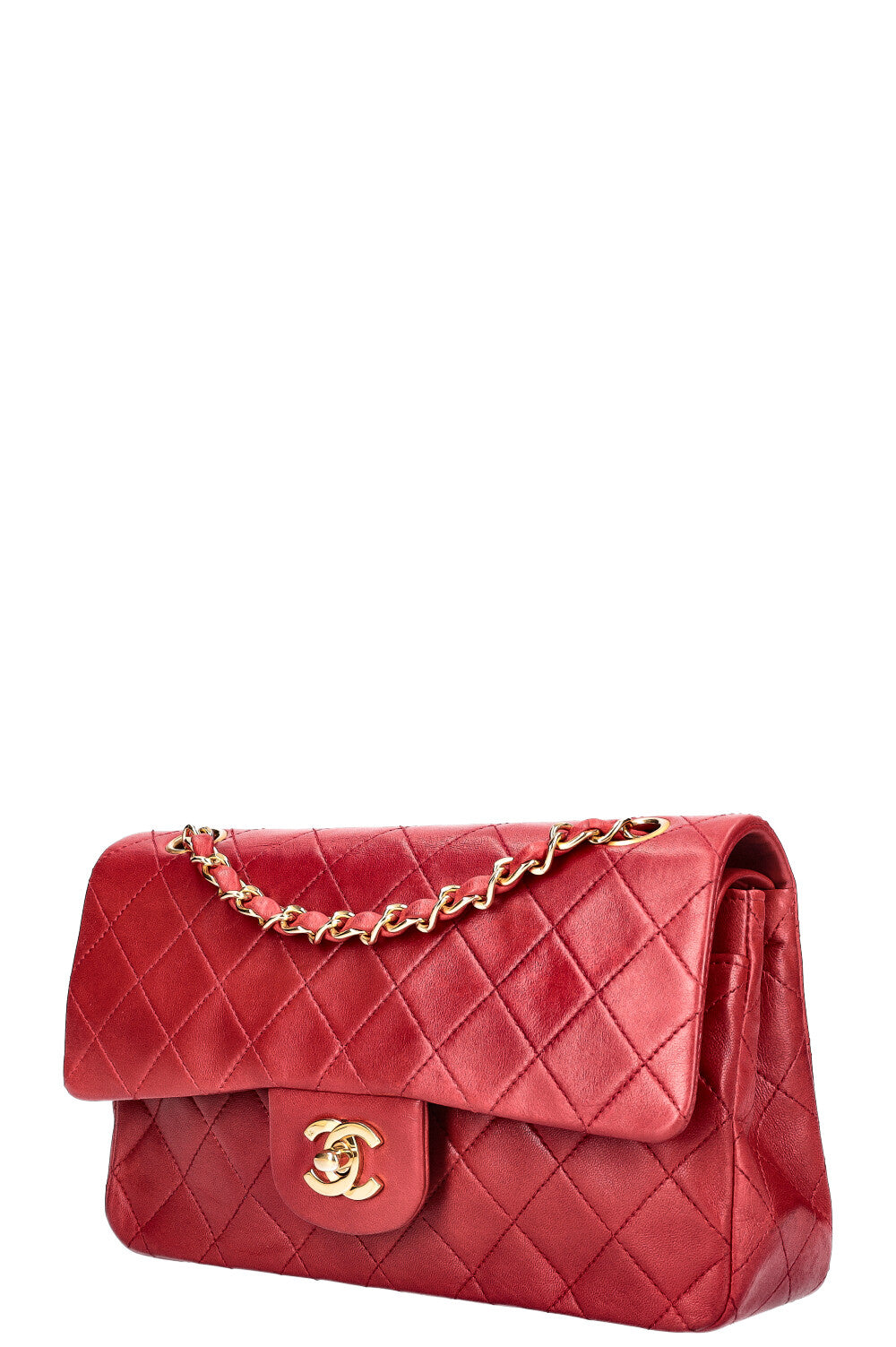 CHANEL Vintage Double Flap Bag Small Red