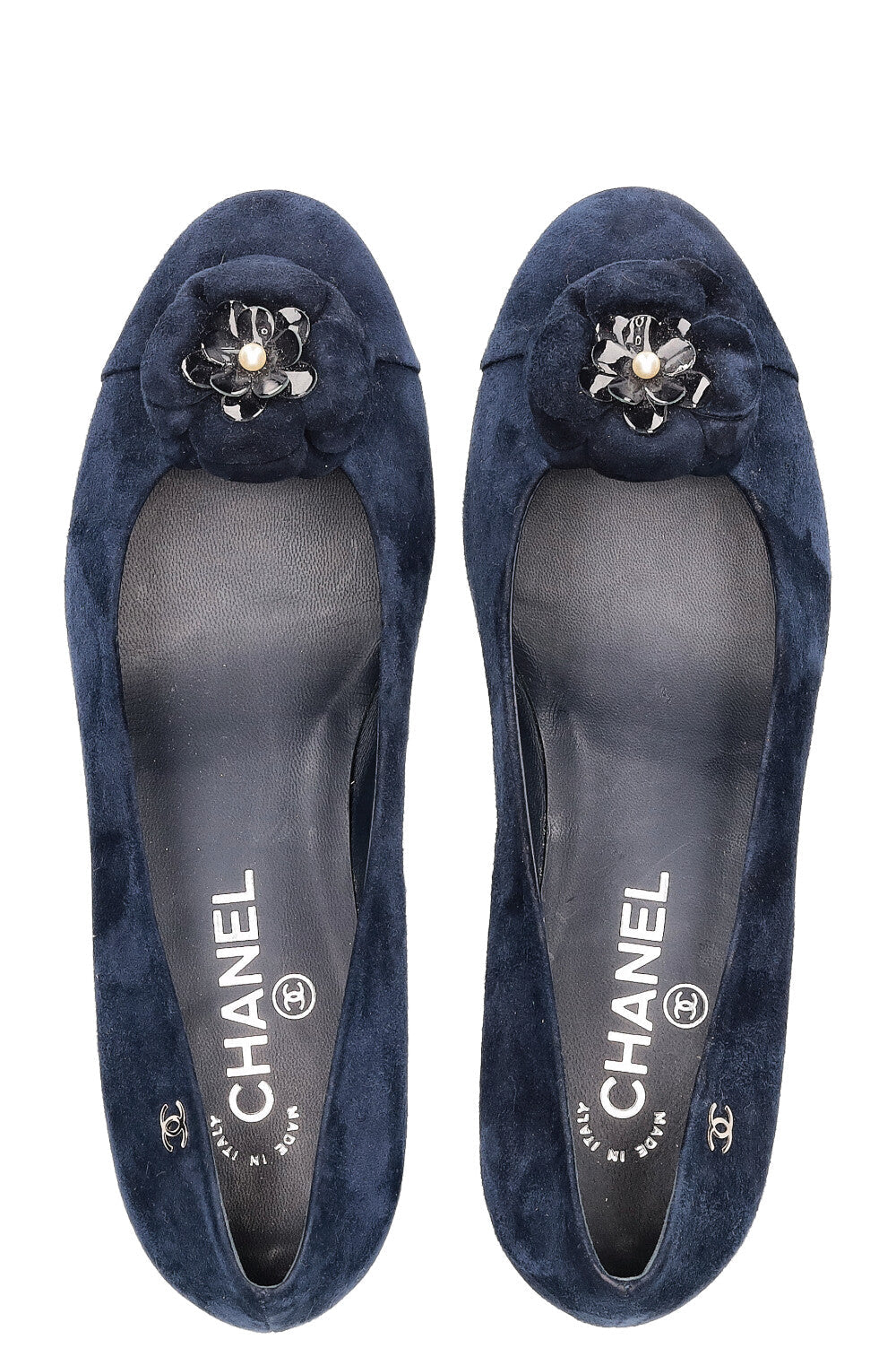 CHANEL Heels Camelia Suede Navy
