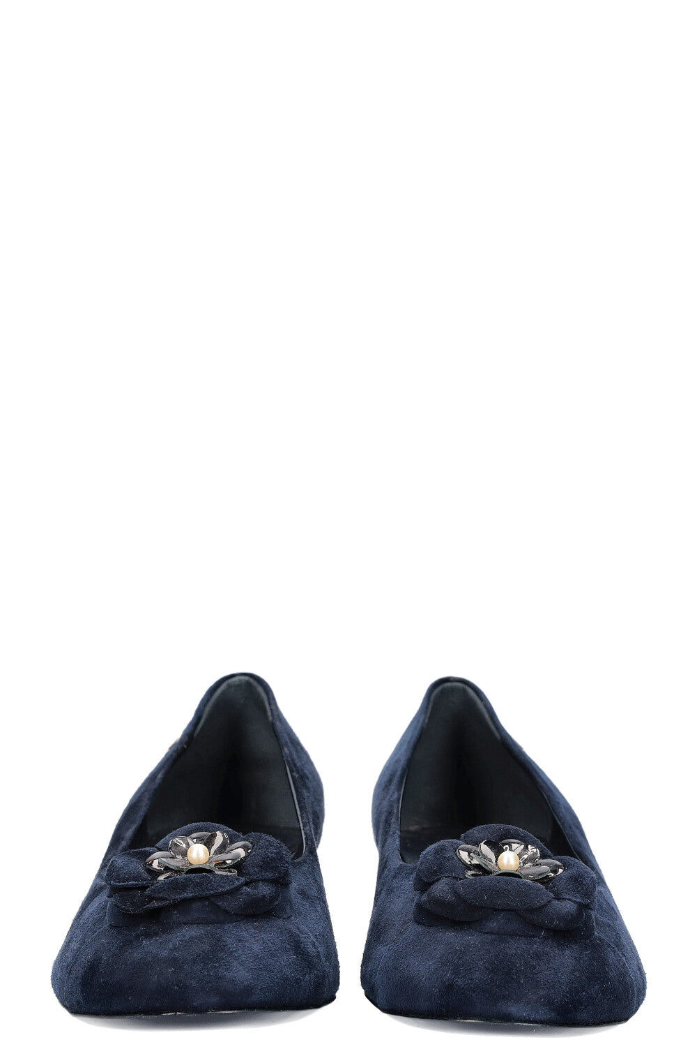 CHANEL Heels Camelia Suede Navy