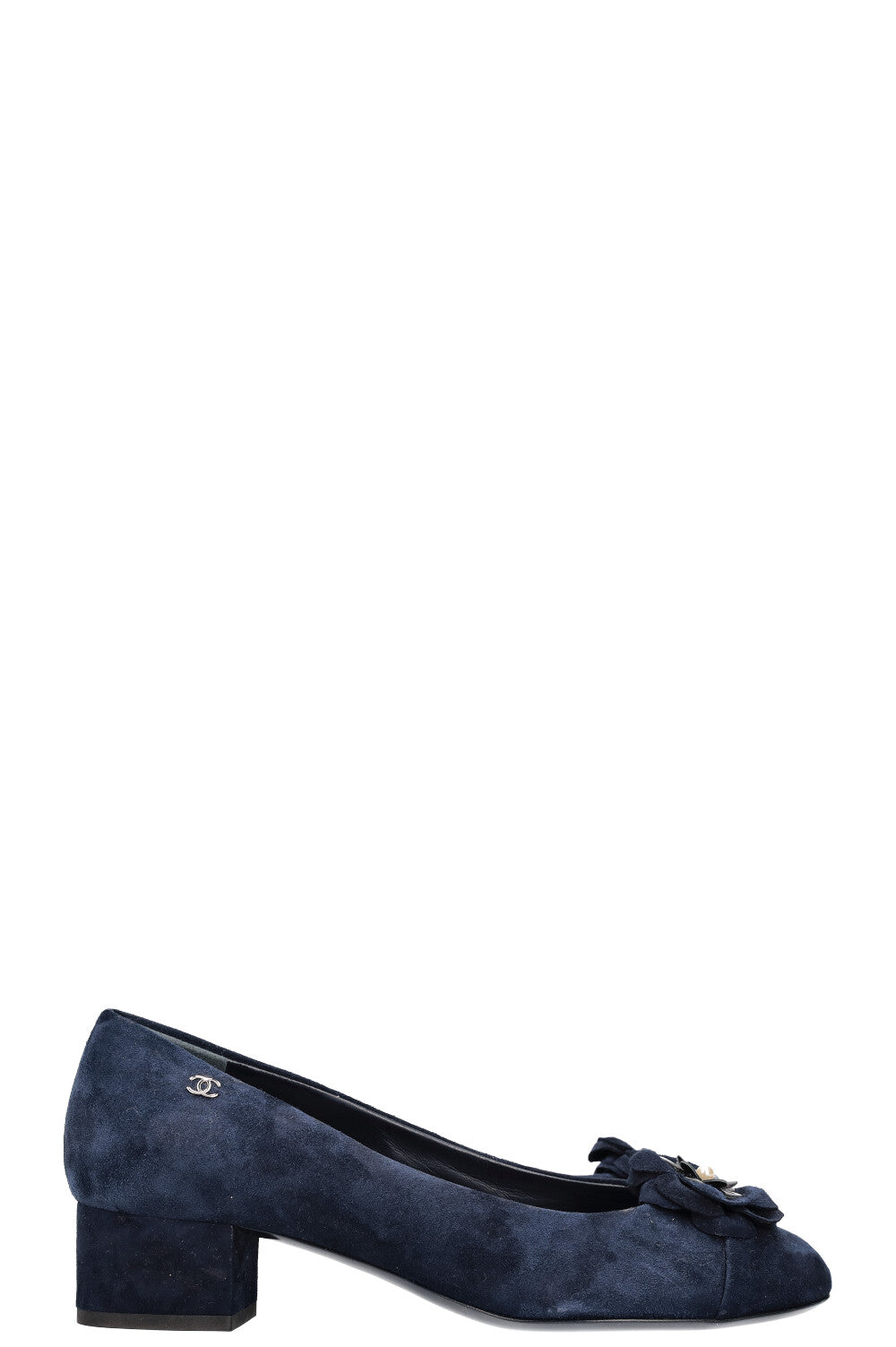 CHANEL Heels Camelia Suede Navy