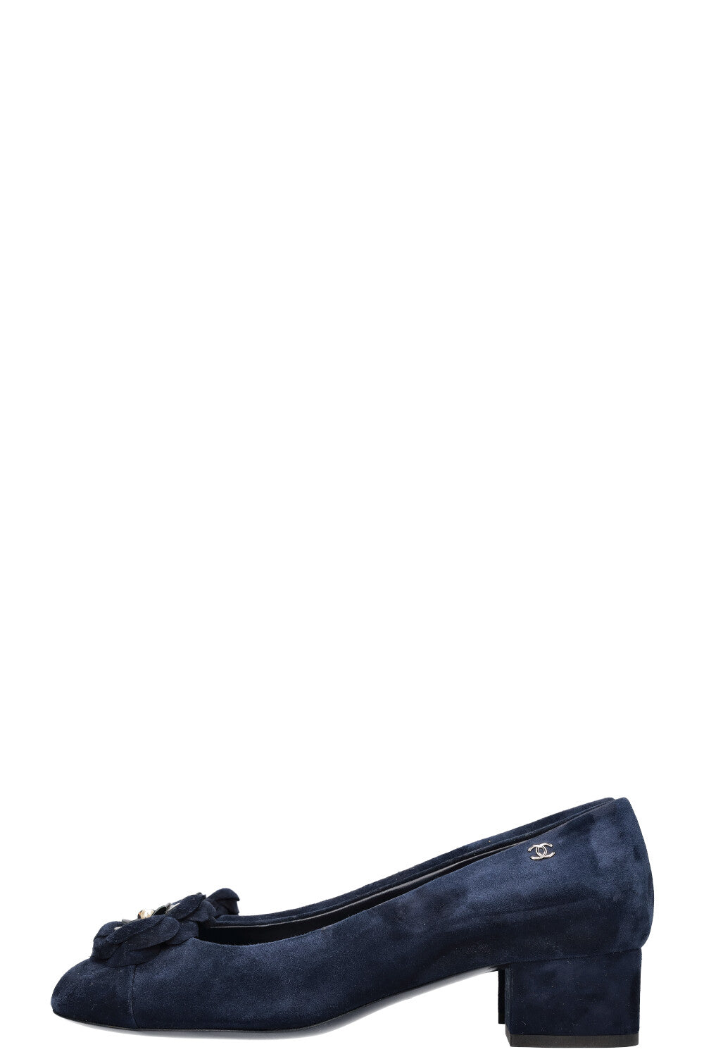 CHANEL Heels Camelia Suede Navy