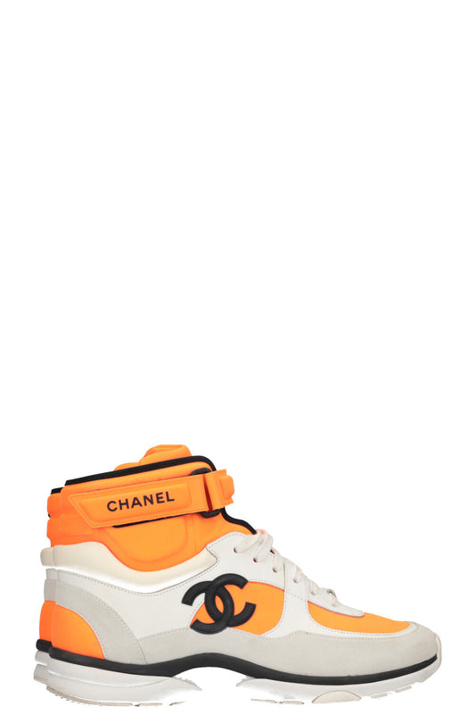 CHANEL High Top Sneakers Neon Orange