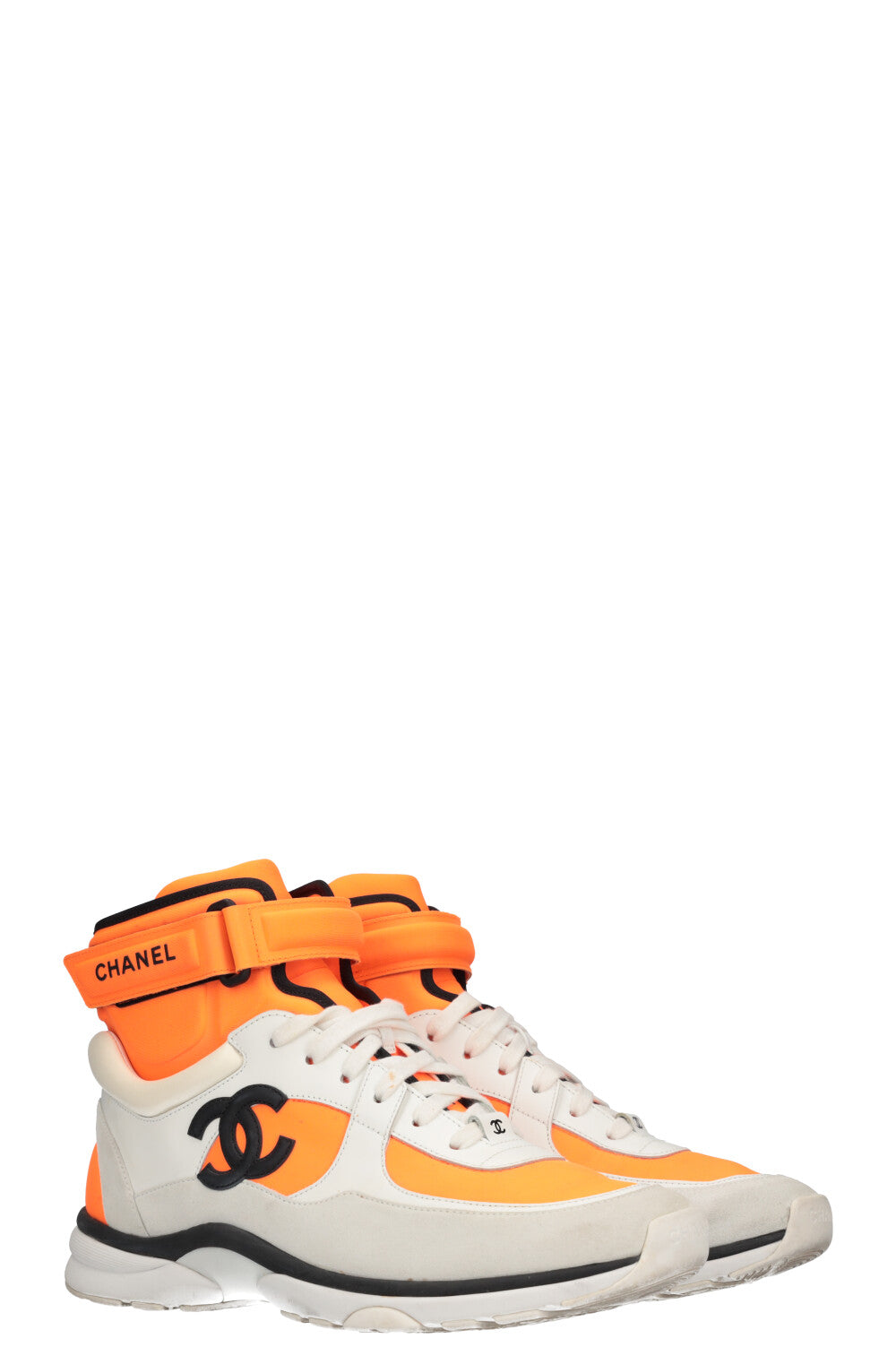 CHANEL High Top Sneakers Neon Orange