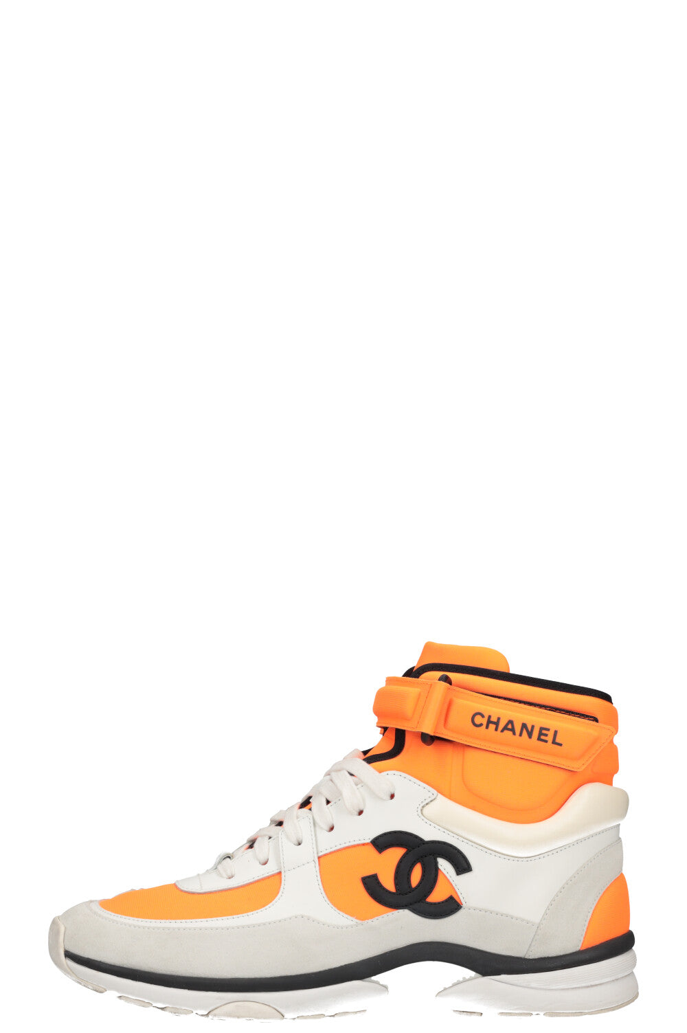 CHANEL High Top Sneakers Neon Orange