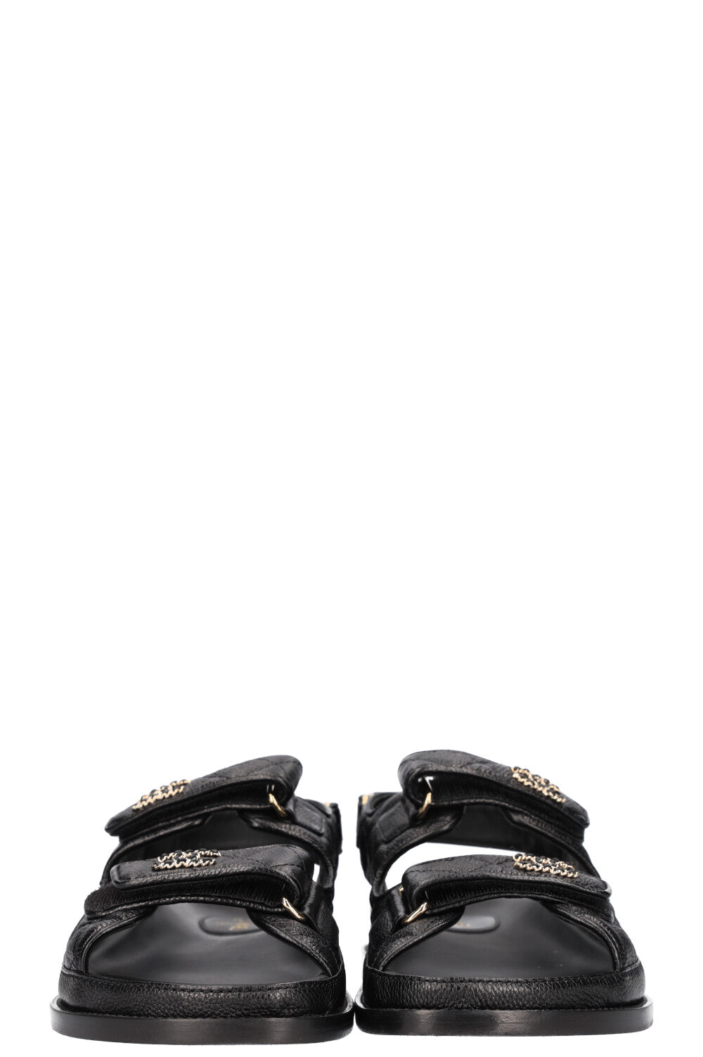 CHANEL Dad Sandals Caviar Black