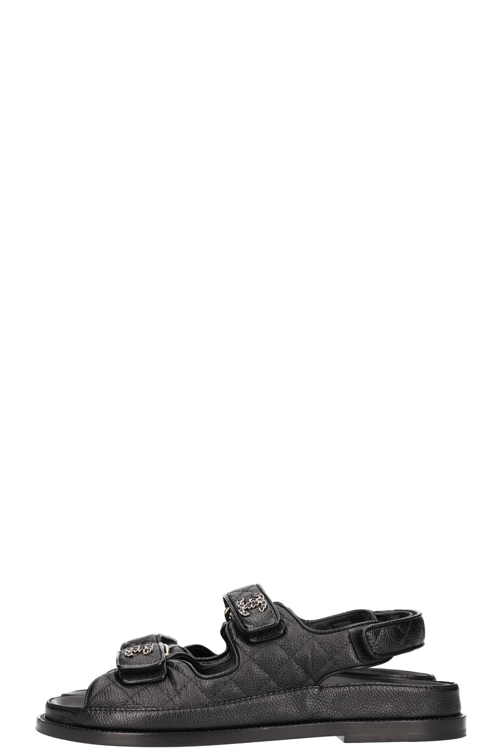CHANEL Dad Sandals Caviar Black