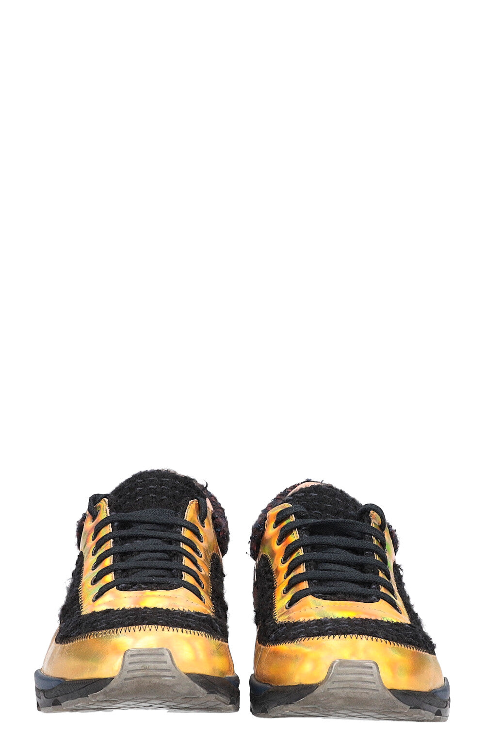 CHANEL Sneakers Tweed Metallic Gold