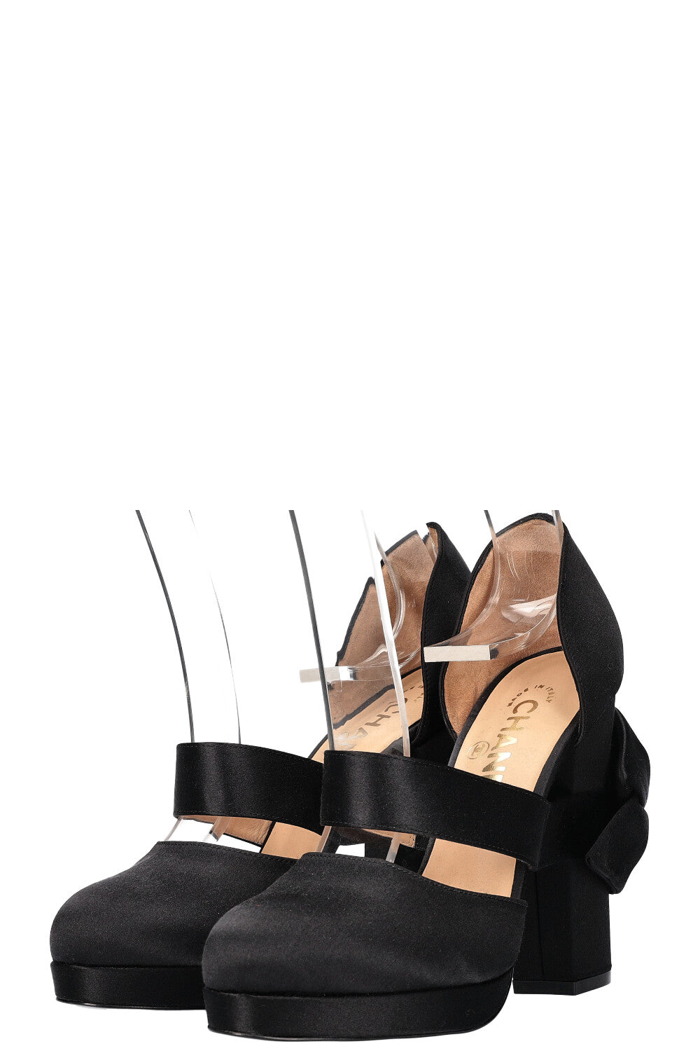CHANEL Bowe Heels Satin Black