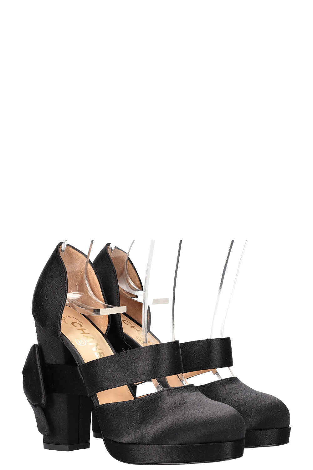 CHANEL Bowe Heels Satin Black