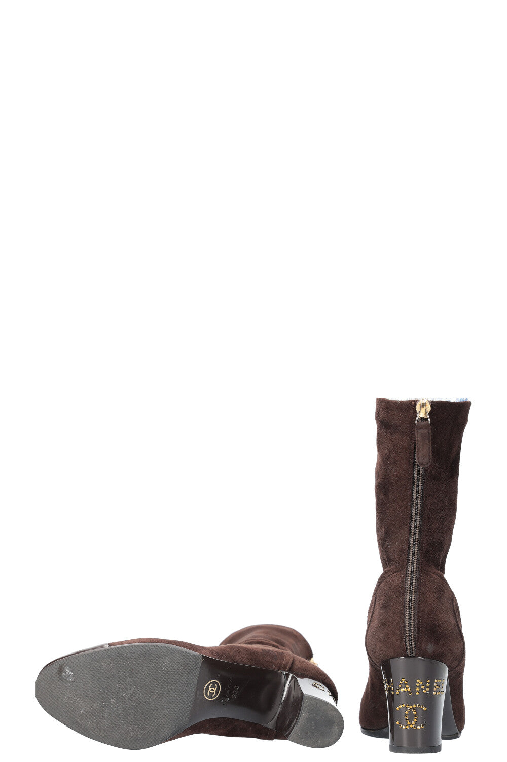 CHANEL Cocomark Boots Suede Brown