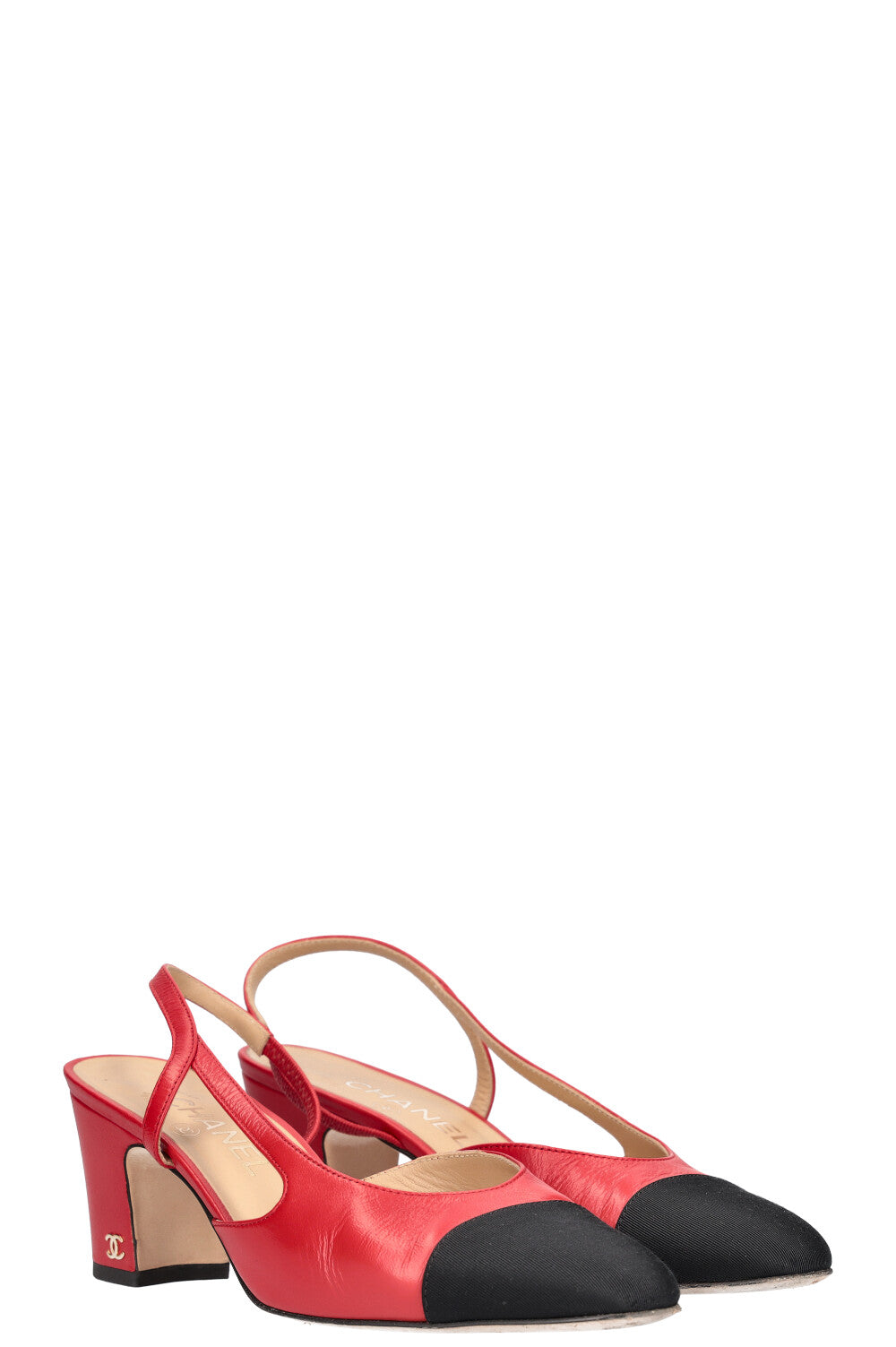 CHANEL Slingback Pumps Red