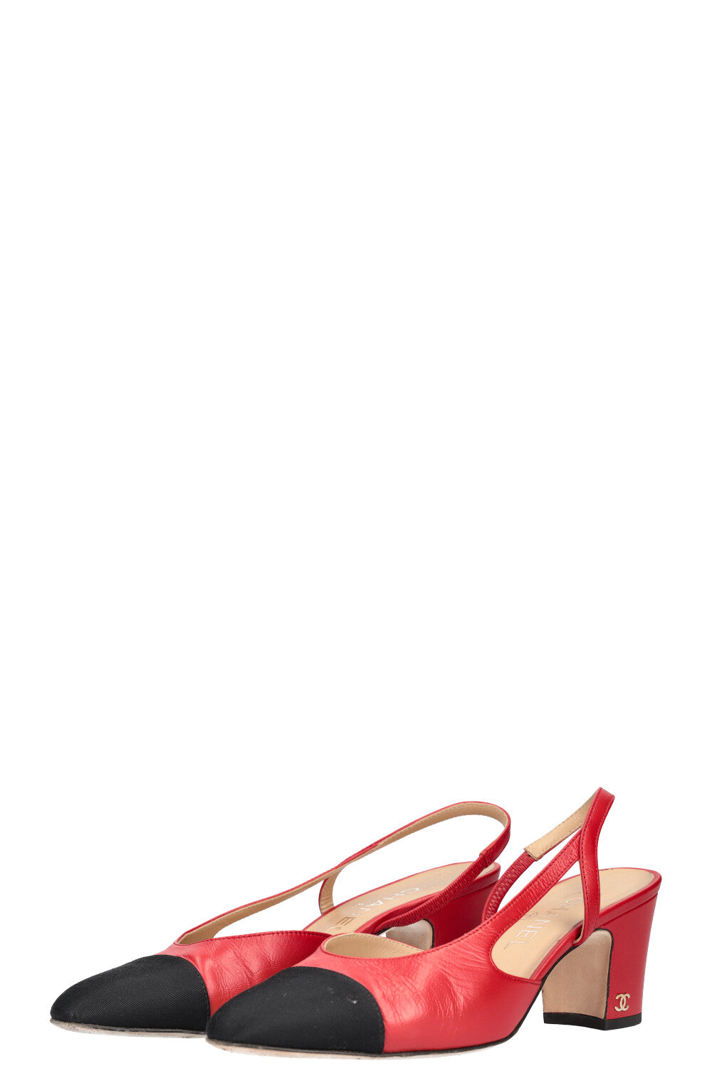 CHANEL Slingback Pumps Red