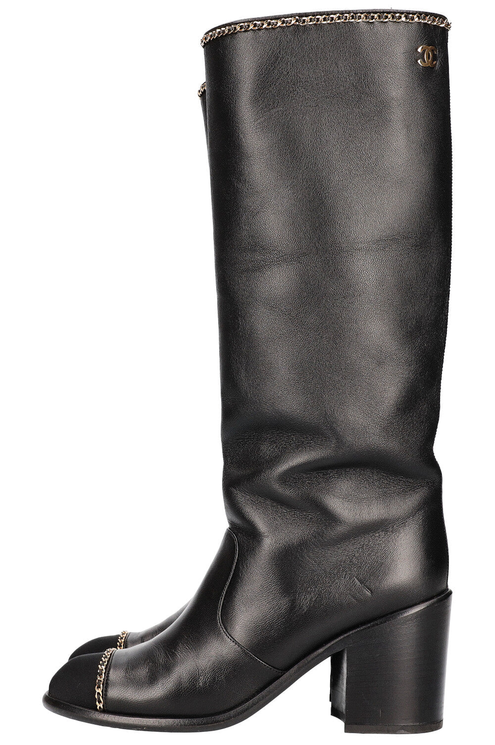 CHANEL Boots with Chain Black