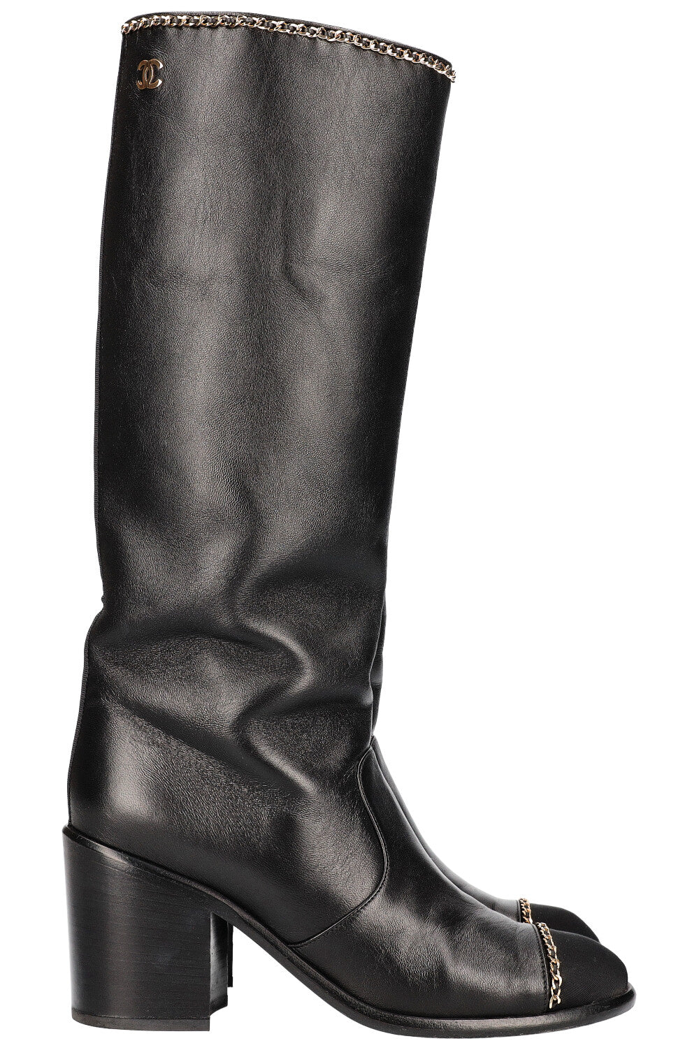 CHANEL Boots with Chain Black