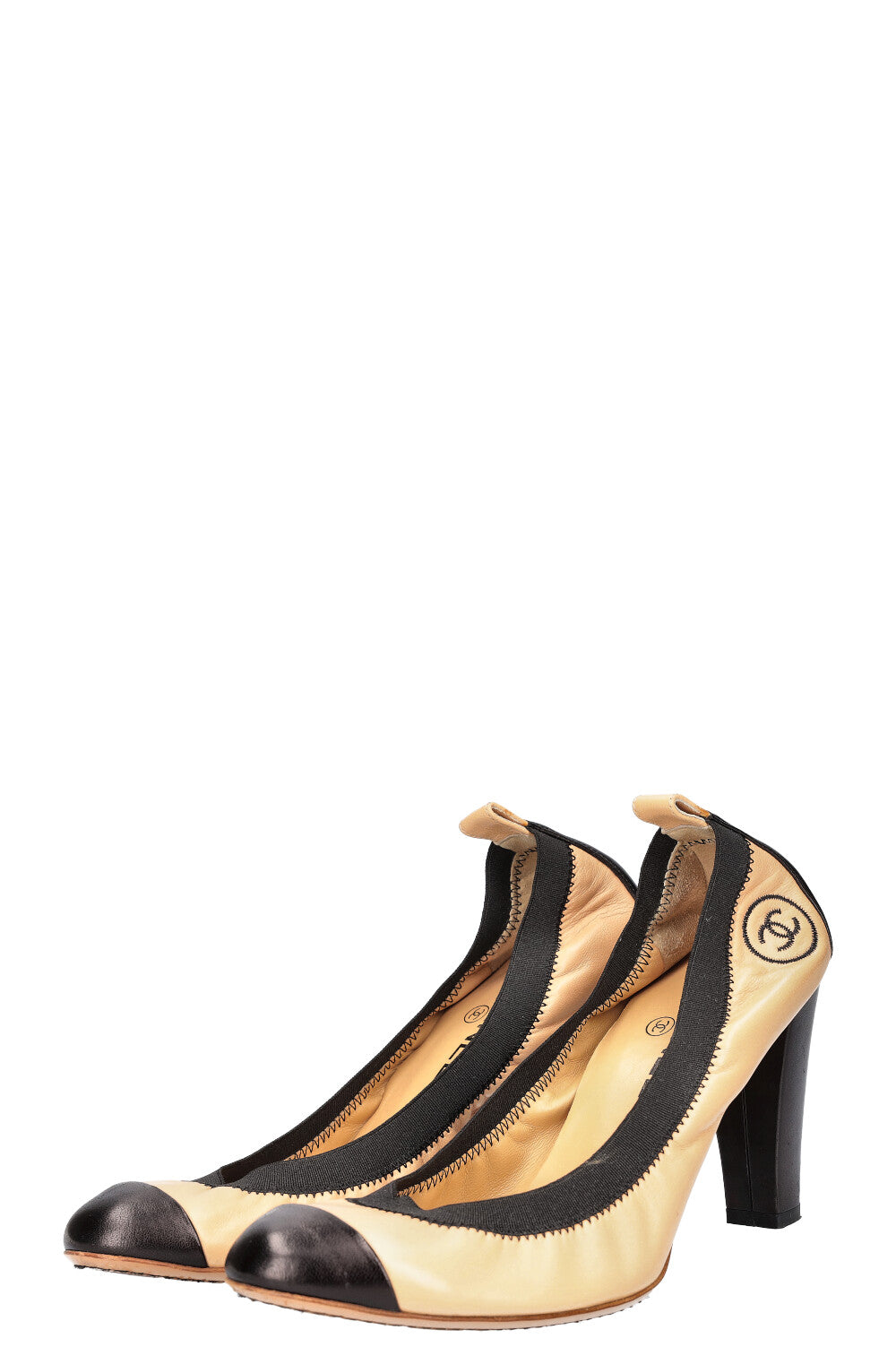 CHANEL Flex Heels Beige & Black