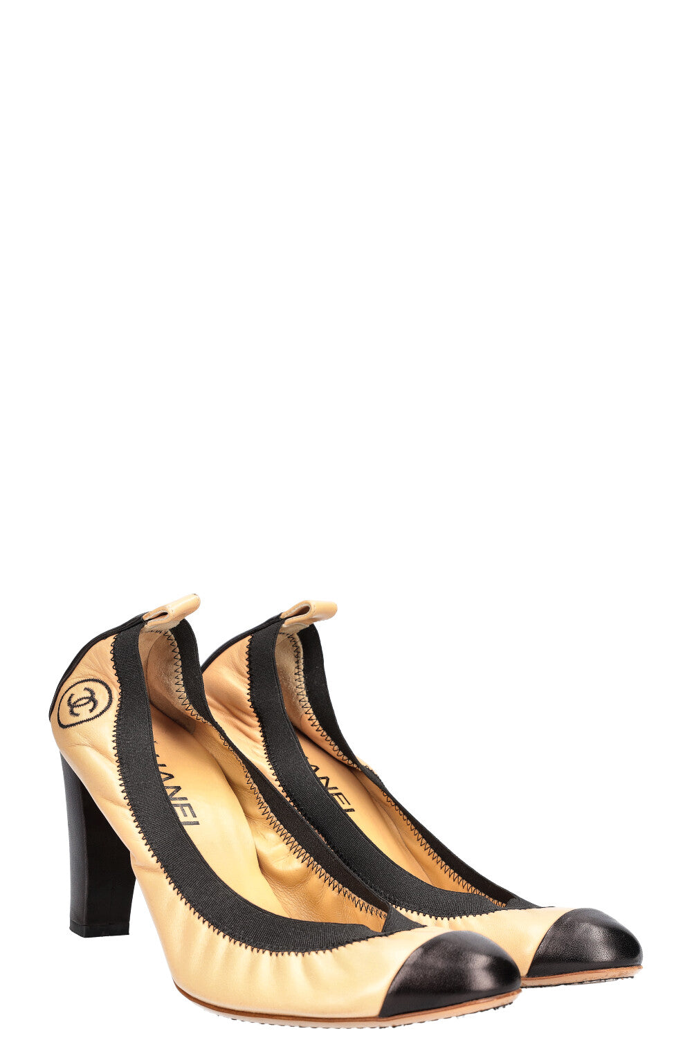 CHANEL Flex Heels Beige & Black