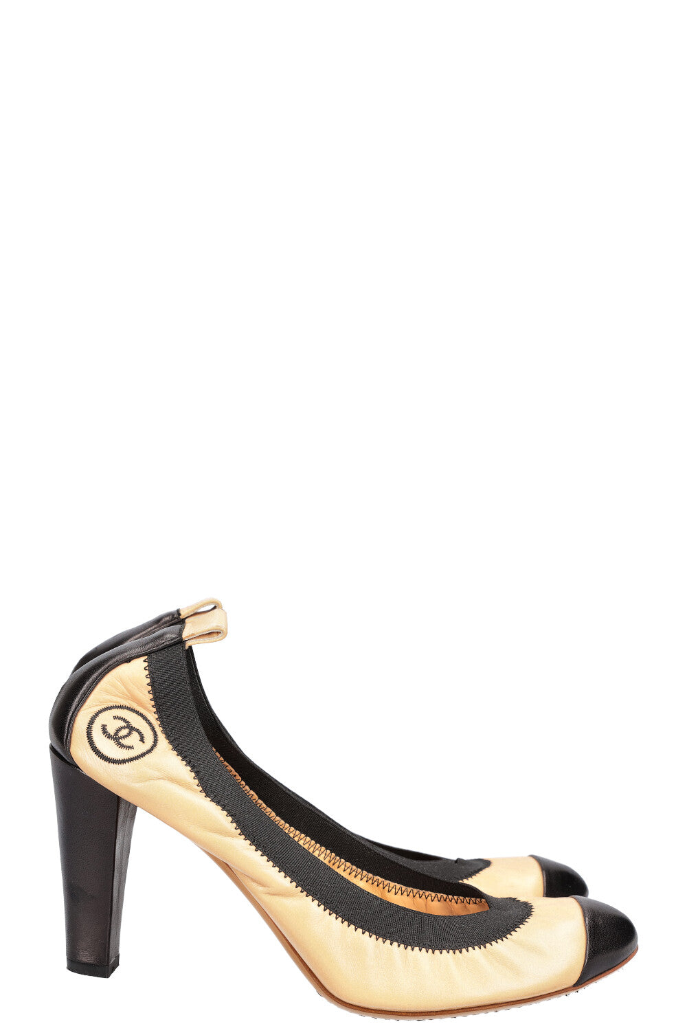 CHANEL Flex Heels Beige & Black