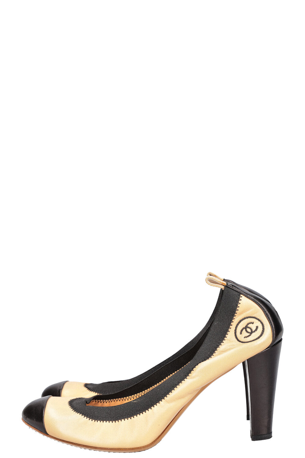 CHANEL Flex Heels Beige & Black
