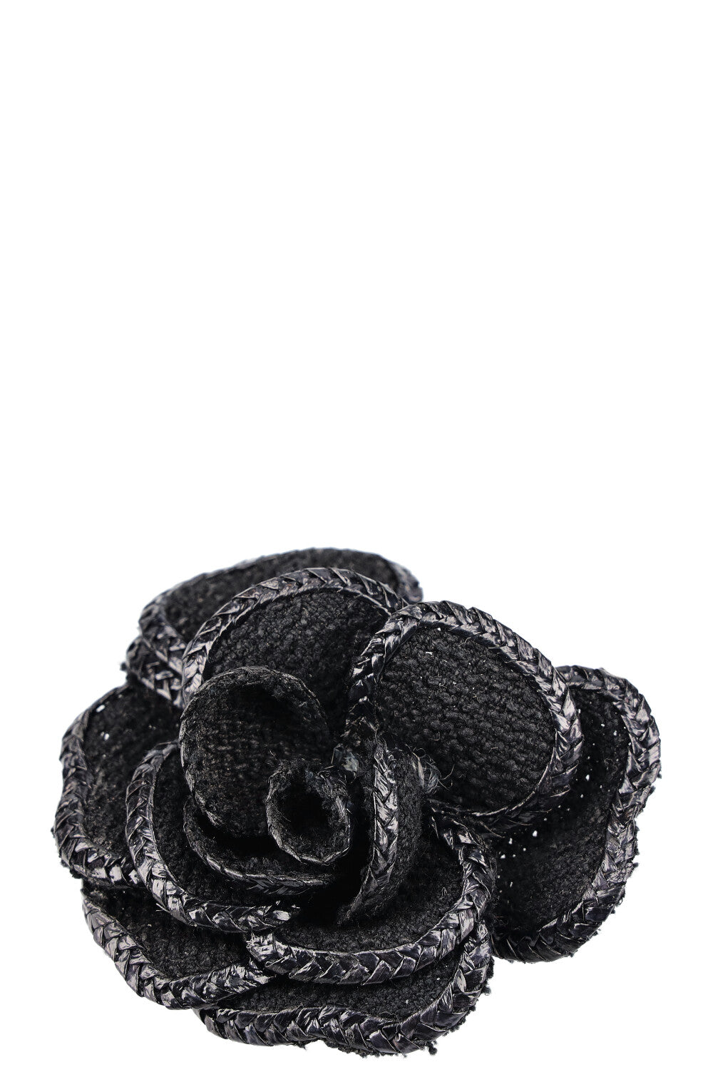 CHANEL Camelia Brooch Tweed Black