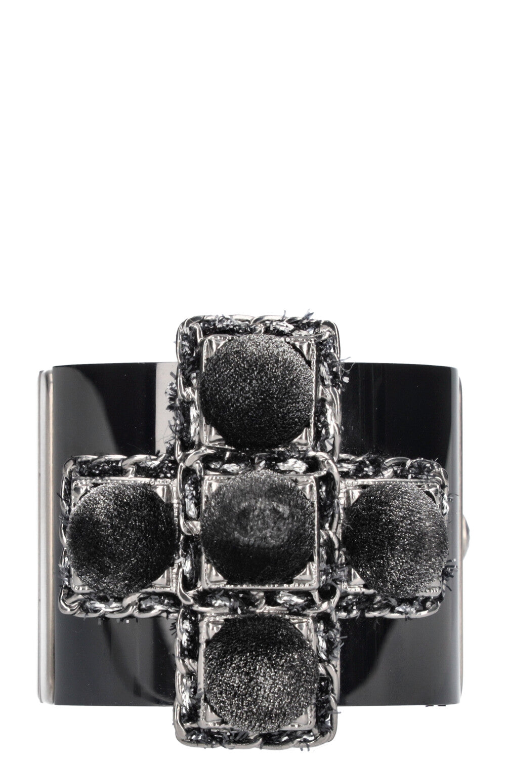 CHANEL Resin Cuff Velvet Cross Black 13K
