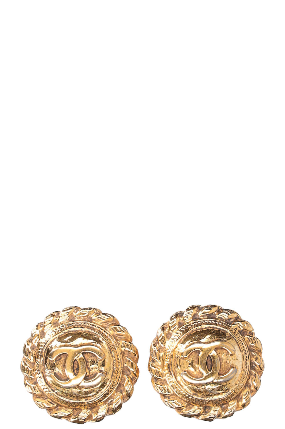 CHANEL Gold CC Clip Earrings Gold
