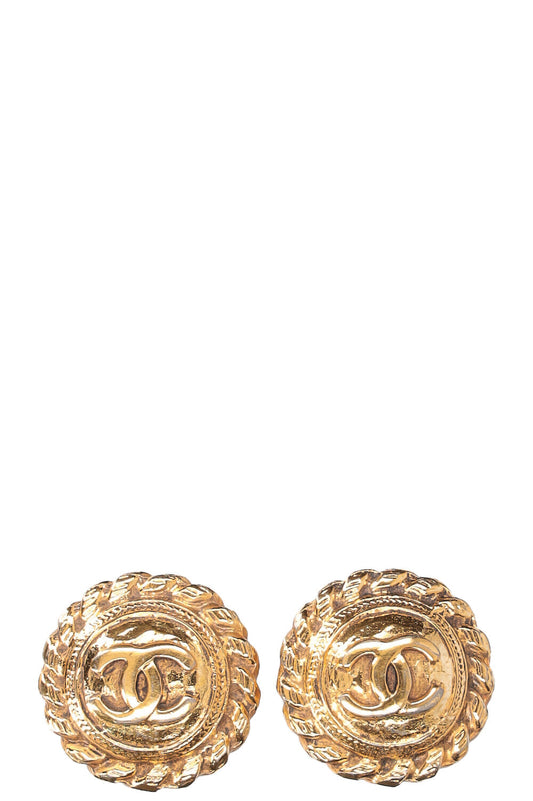 CHANEL Gold CC Clip Earrings Gold