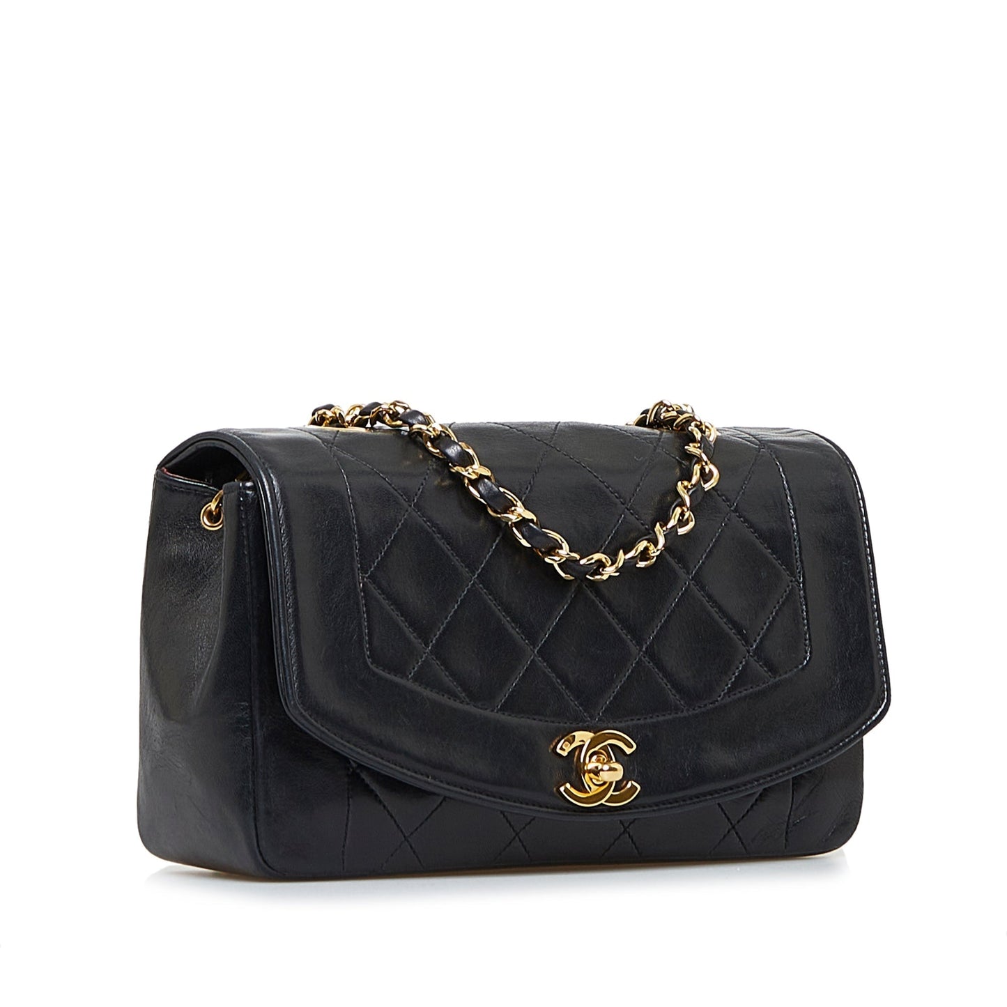 Luxury Chanel Diana Medium Black Lambskin Gold