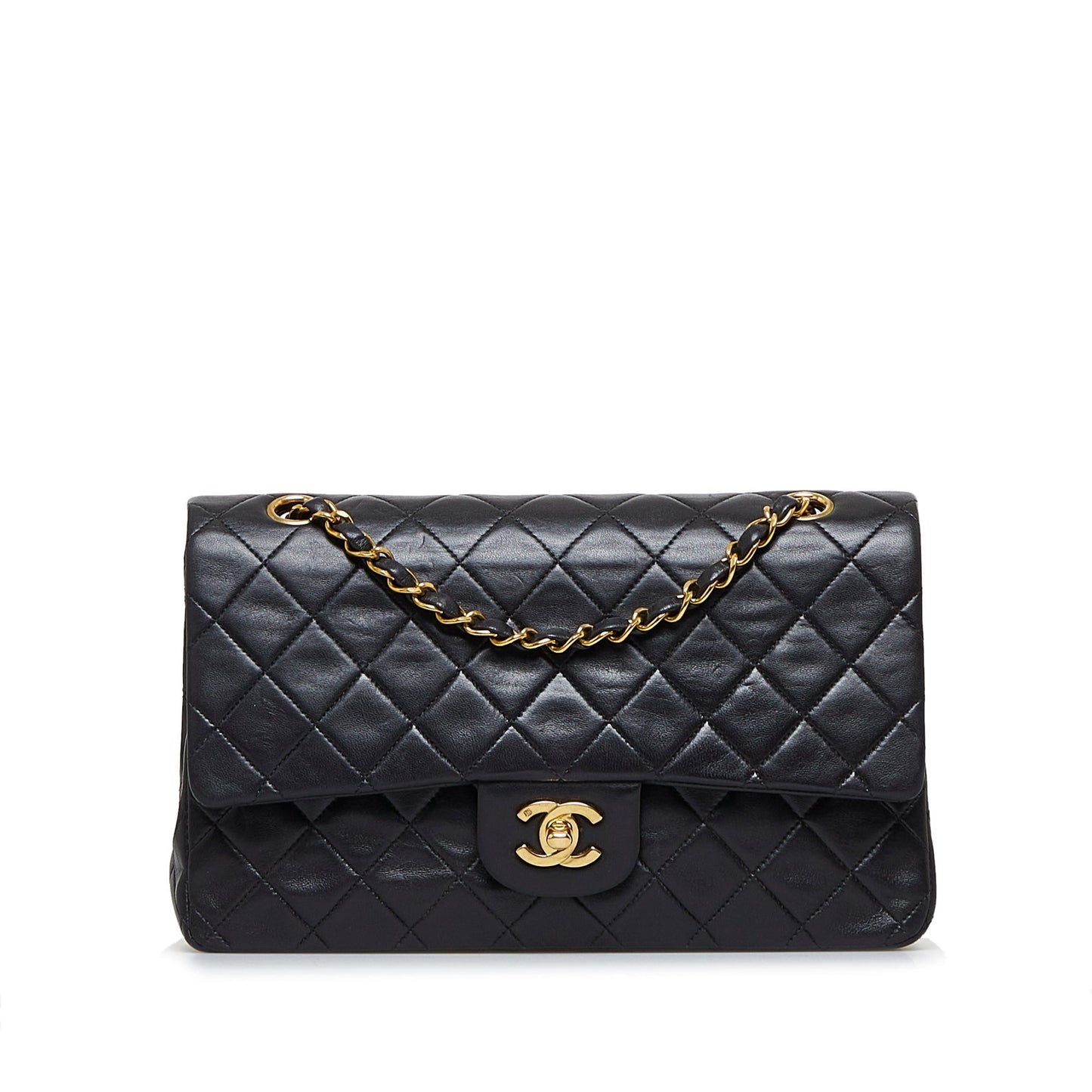 Luxury Chanel Classic Double Flap Medium Black Lambskin Gold