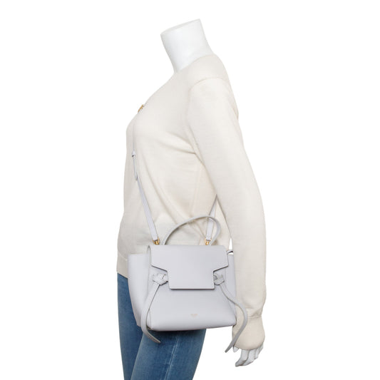 Celine 2021 Grey Grained Calfskin Leather Nano Belt Bag