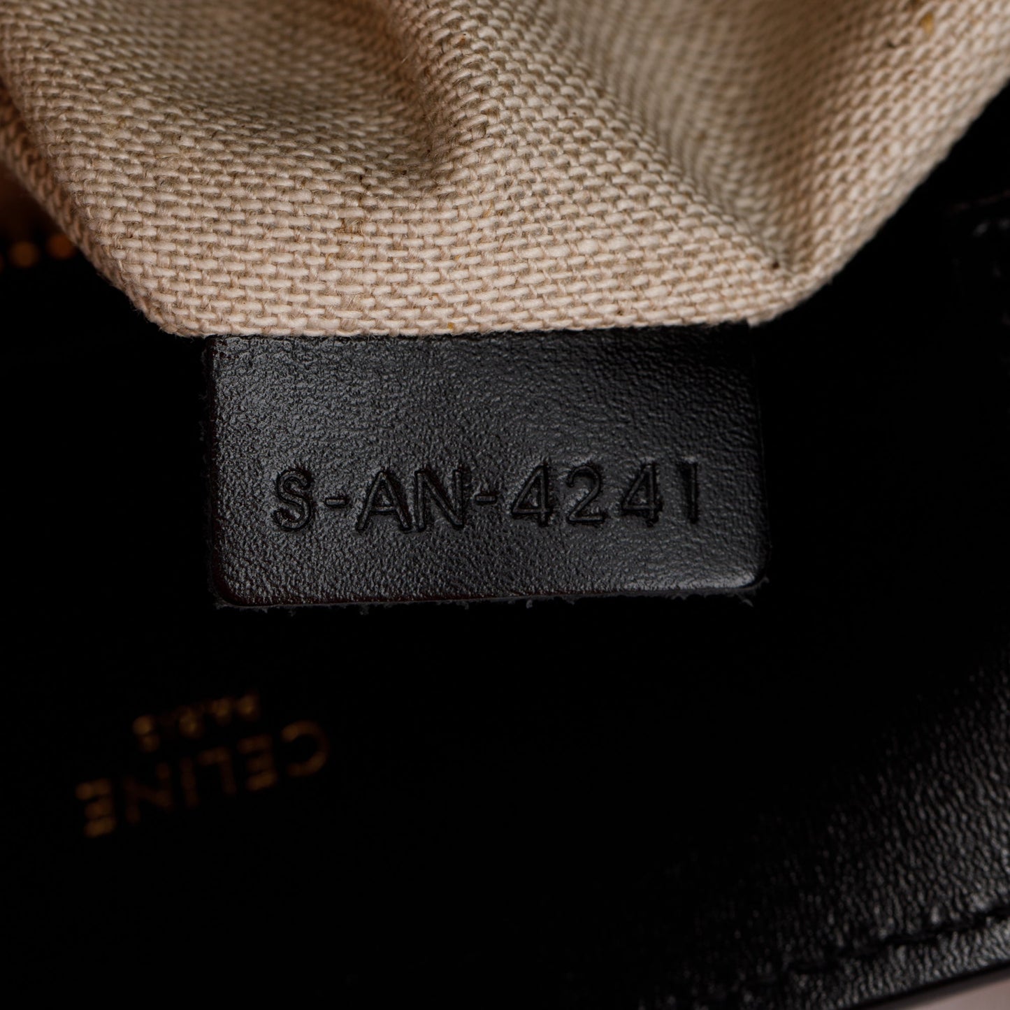 Celine 2021 Small Beige Canvas Black Calfskin Logo Vertical Cabas Tote